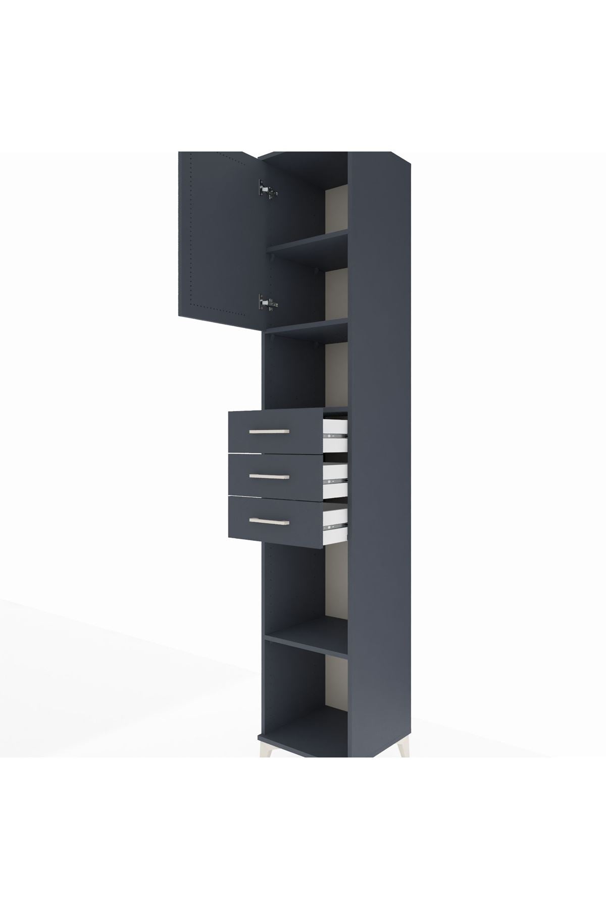 Hyperion Dolap 4 Raflı 3 Çekmeceli Tek Kapaklı 44x44x243 - S64M173V5B