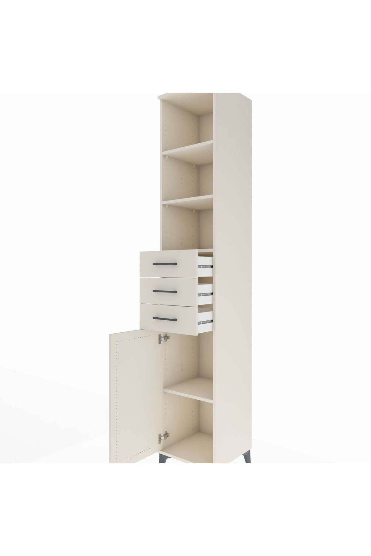 Hyperion Dolap 4 Raflı 3 Çekmeceli Tek Kapaklı 44x44x243 - S64M174V1B