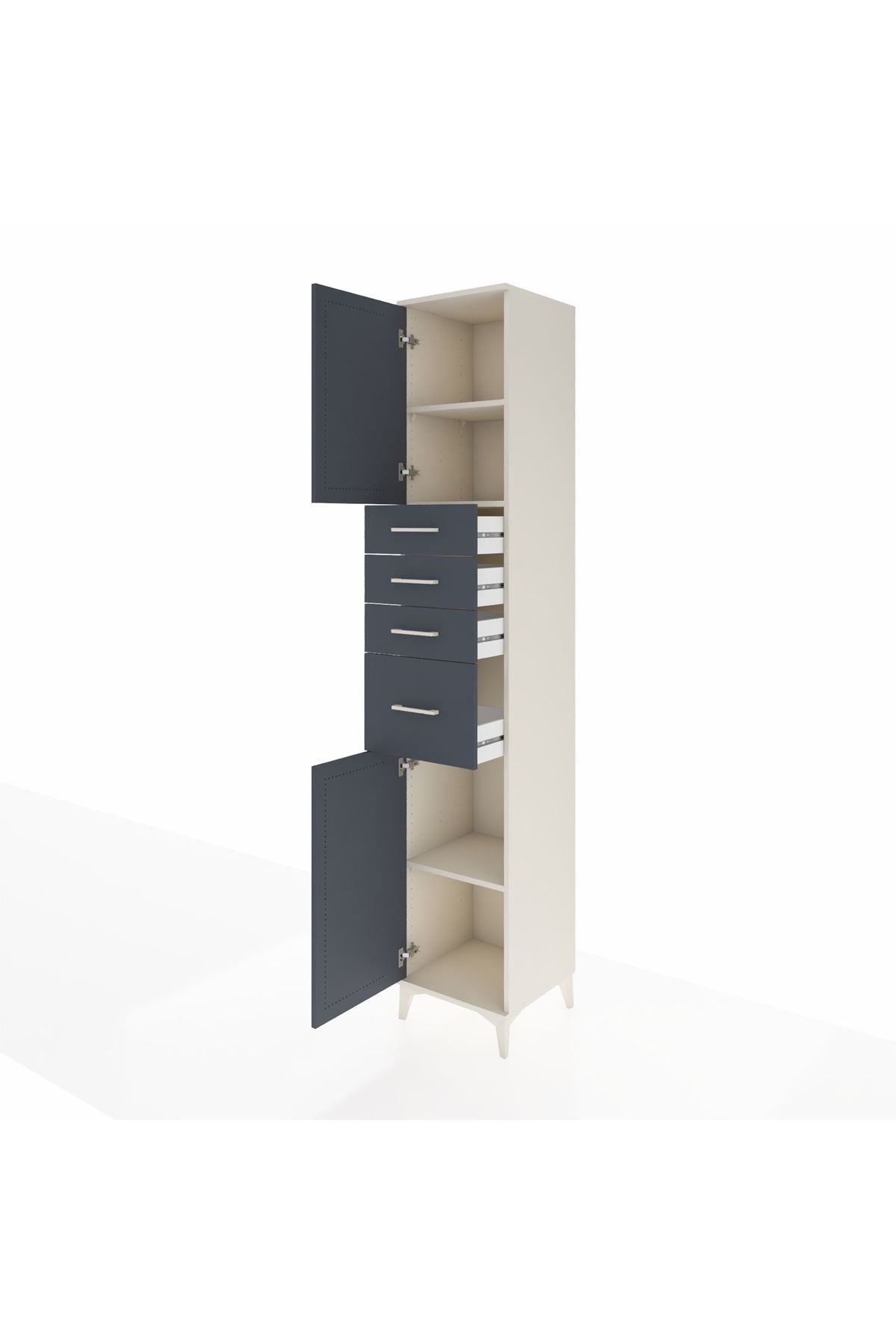 Hyperion Dolap 3 Raflı 4 Çekmeceli 2 Kapaklı 44x44x243 - S64M175V2B