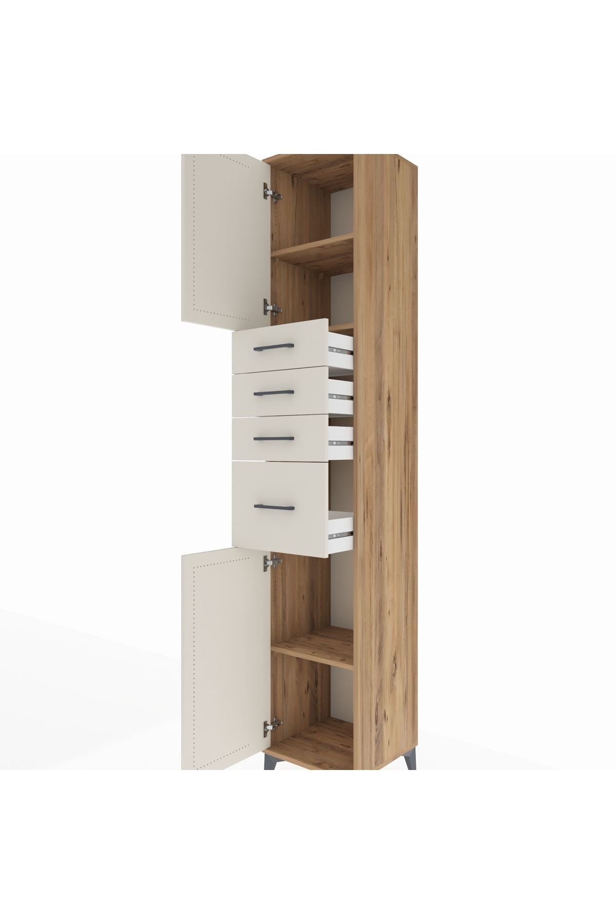 Hyperion Dolap 3 Raflı 4 Çekmeceli 2 Kapaklı 44x44x243 - S64M175V7B