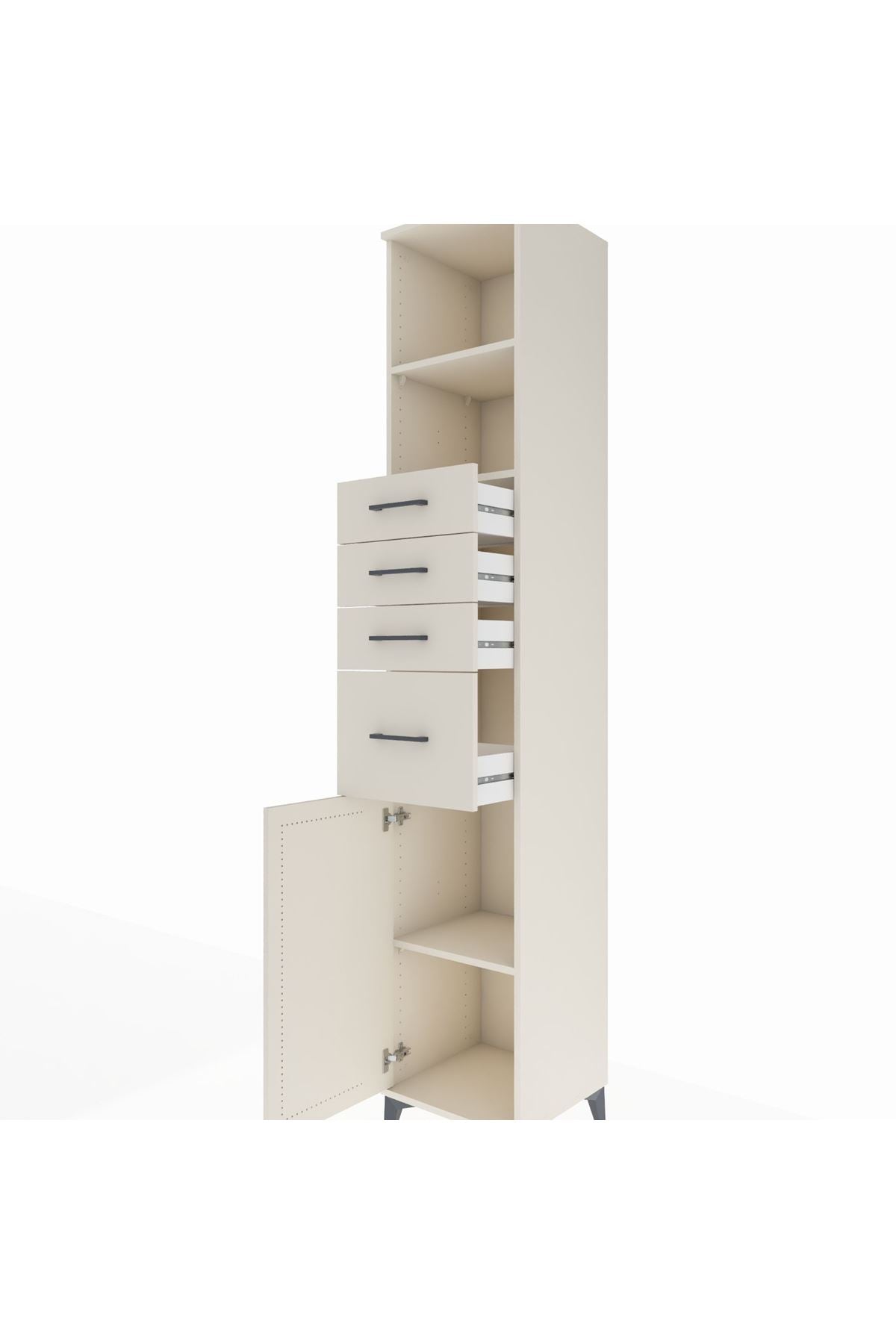 Hyperion Dolap 3 Raflı 4 Çekmeceli Tek Kapaklı 44x44x243 - S64M177V1B
