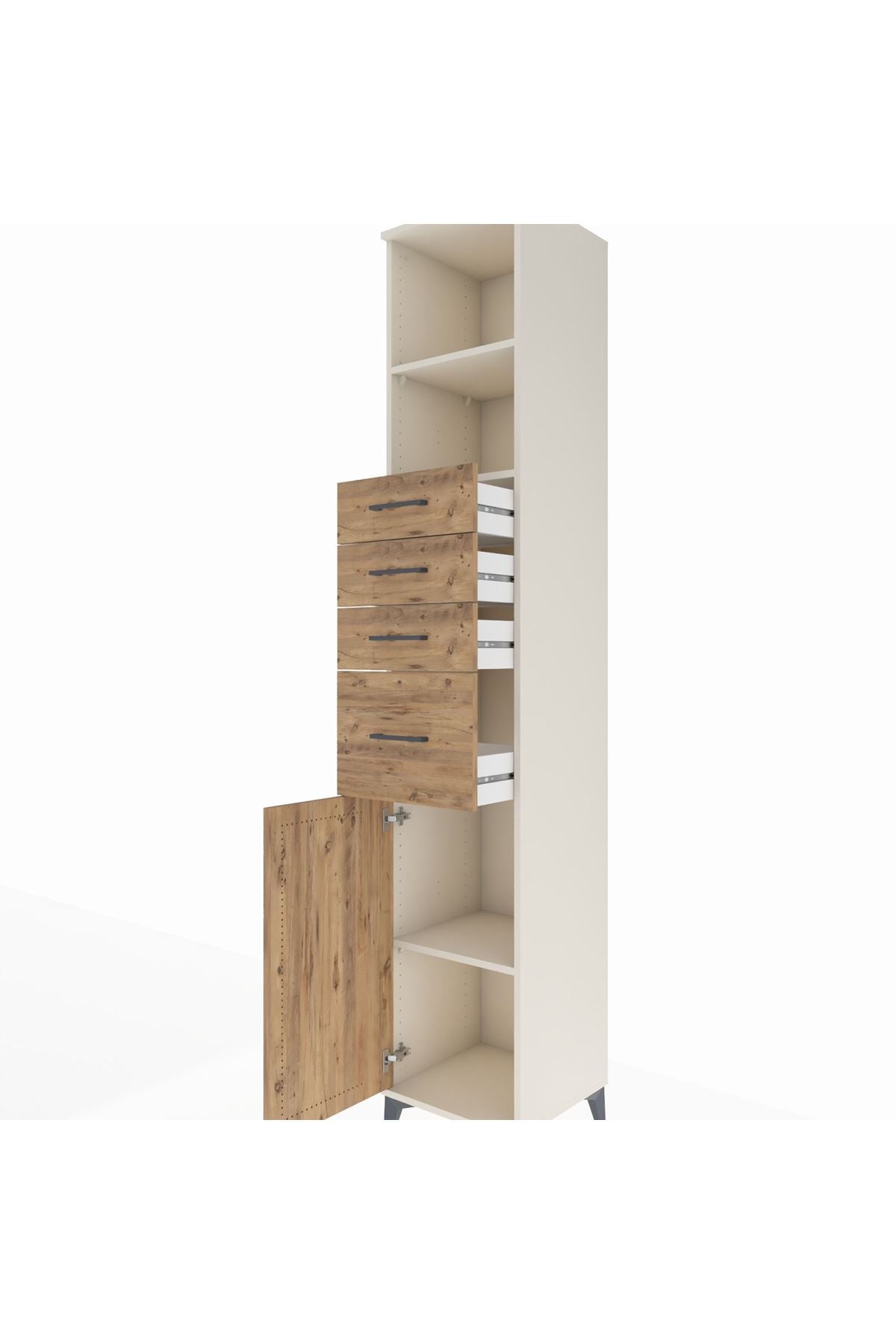 Hyperion Dolap 3 Raflı 4 Çekmeceli Tek Kapaklı 44x44x243 - S64M177V3B