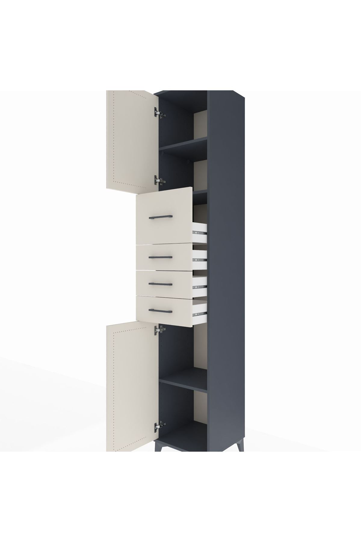 Hyperion Dolap 3 Raflı 4 Çekmeceli 2 Kapaklı 44x44x243 - S64M178V4B
