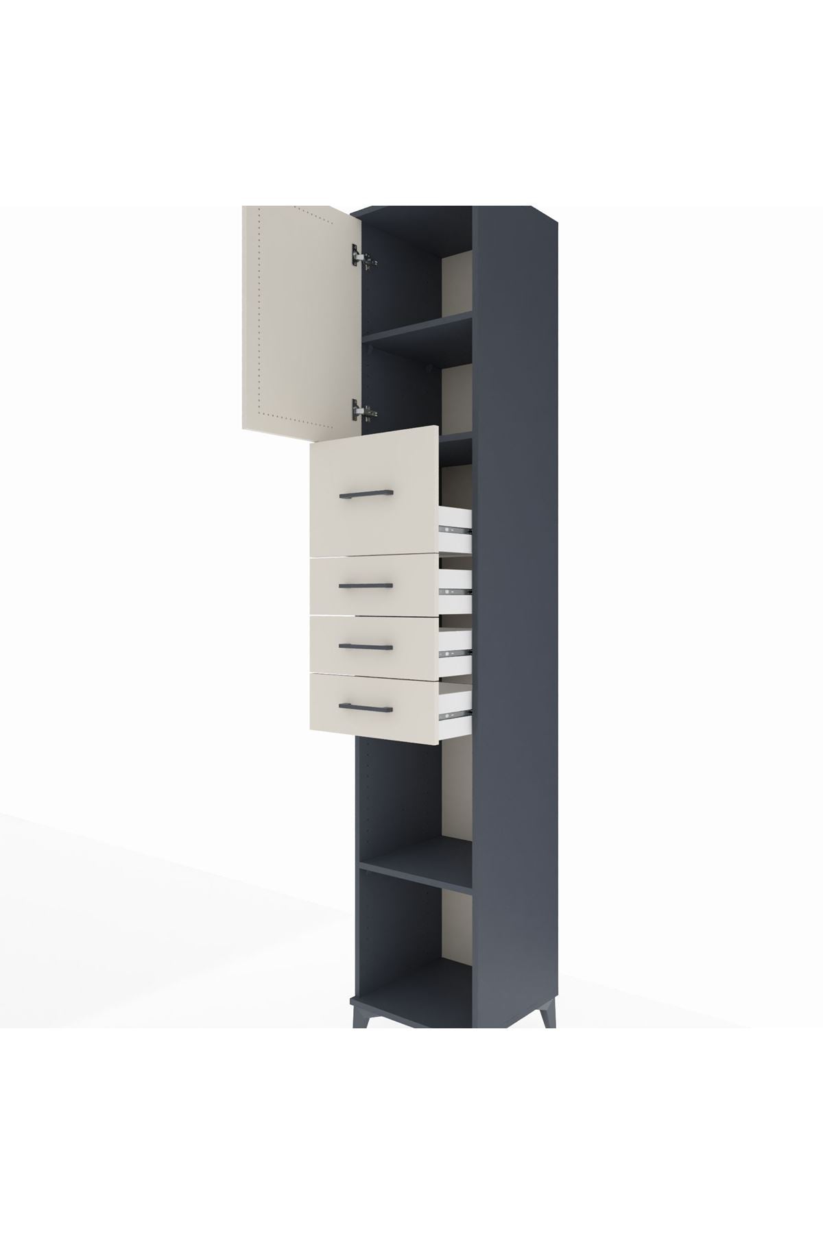 Hyperion Dolap 3 Raflı 4 Çekmeceli Tek Kapaklı 44x44x243 - S64M179V4B