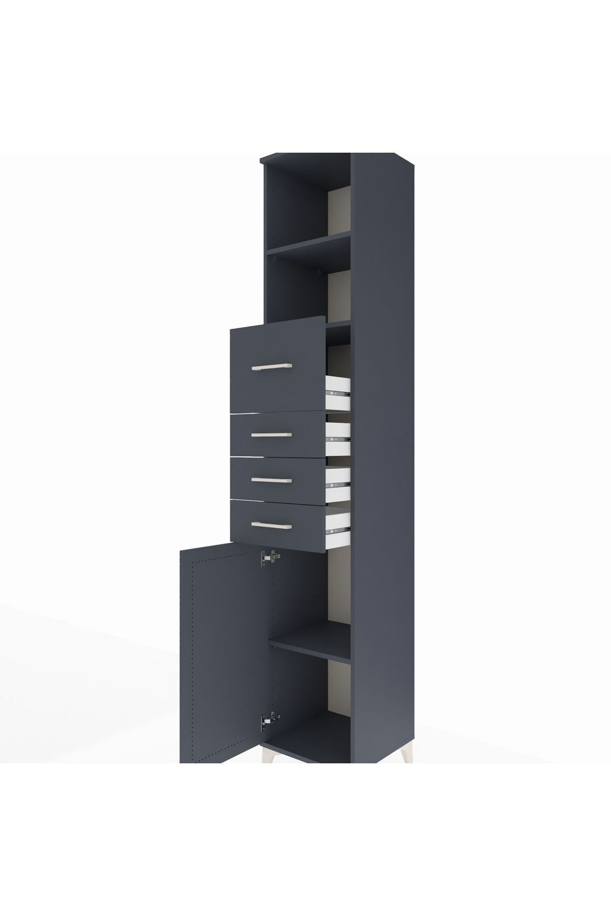 Hyperion Dolap 3 Raflı 4 Çekmeceli Tek Kapaklı 44x44x243 - S64M180V5B
