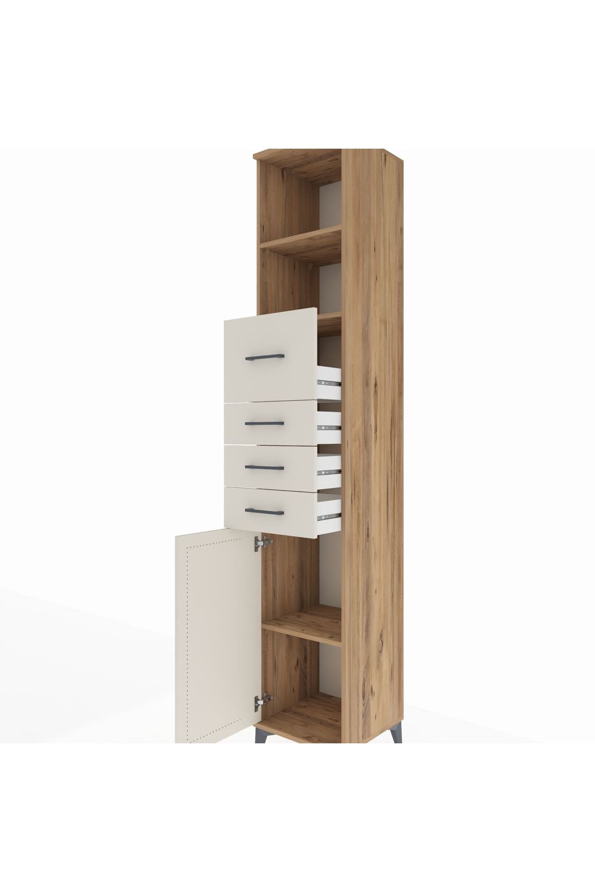 Hyperion Dolap 3 Raflı 4 Çekmeceli Tek Kapaklı 44x44x243 - S64M180V7B