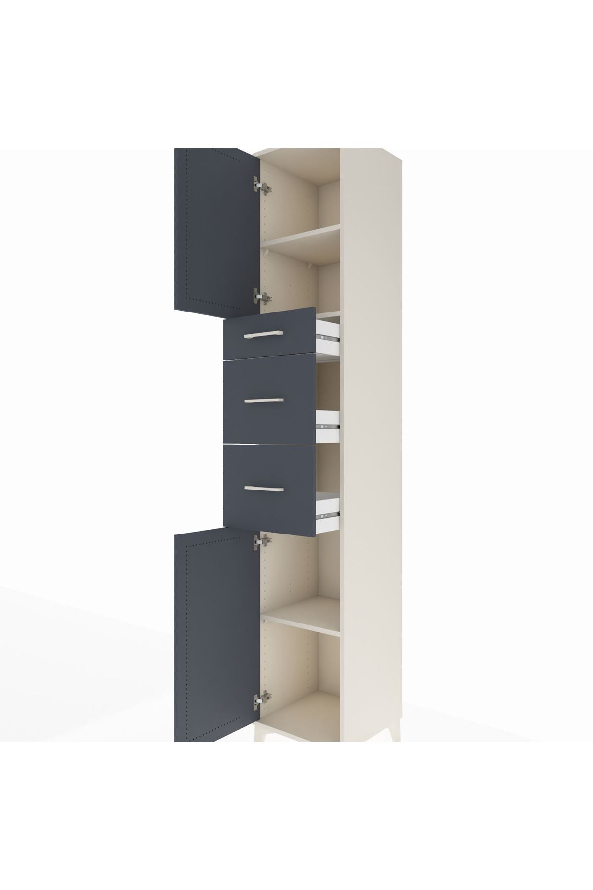 Hyperion Dolap 3 Raflı 3 Çekmeceli 2 Kapaklı 44x44x243 - S64M181V2B