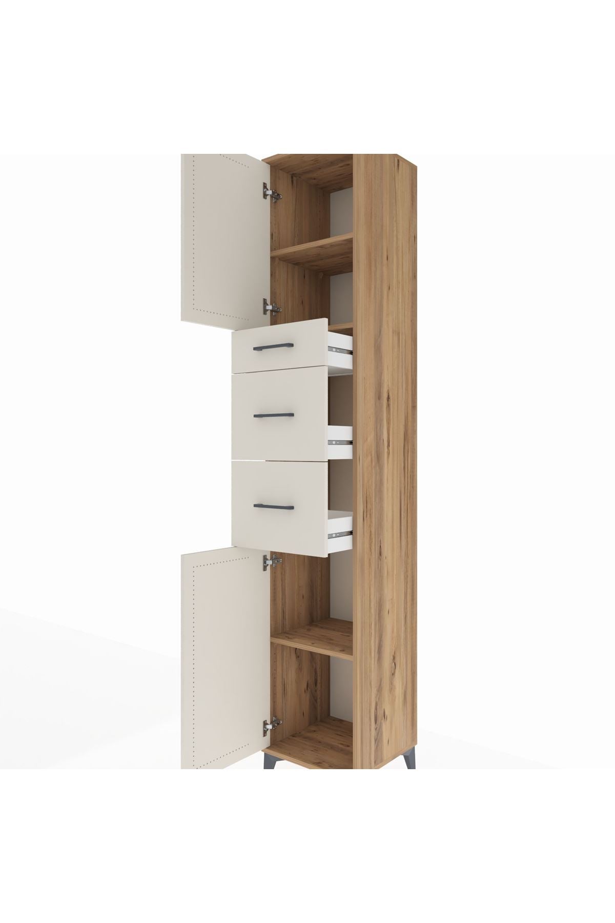 Hyperion Dolap 3 Raflı 3 Çekmeceli 2 Kapaklı 44x44x243 - S64M181V7B