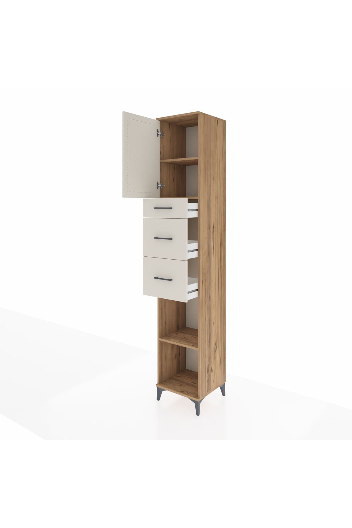 Hyperion Dolap 3 Raflı 3 Çekmeceli Tek Kapaklı 44x44x243 - S64M182V7B