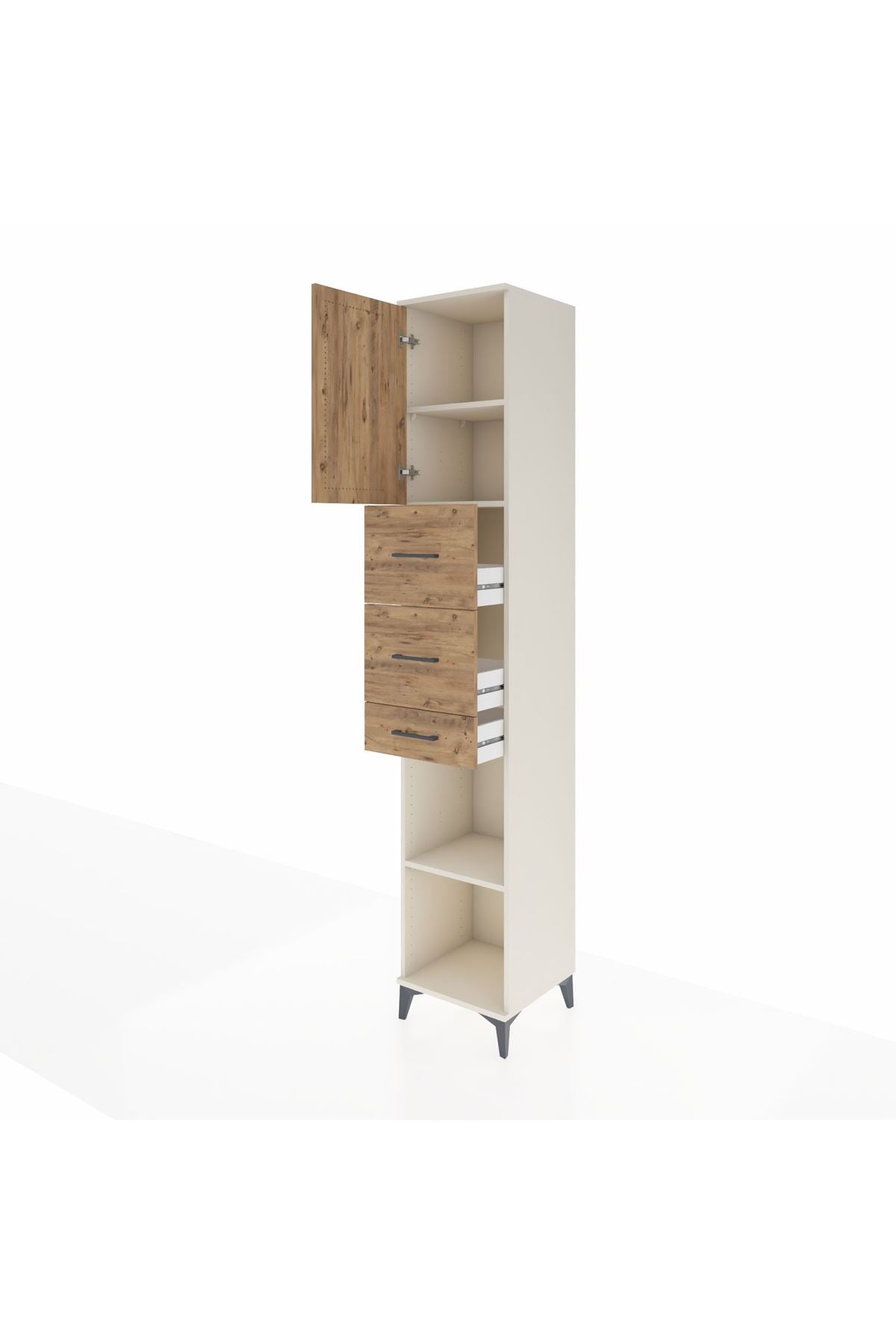 Hyperion Dolap 3 Raflı 3 Çekmeceli Tek Kapaklı 44x44x243 - S64M185V3B