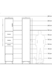 Hyperion Dolap 3 Raflı 3 Çekmeceli Tek Kapaklı 44x44x243 - S64M185V4B
