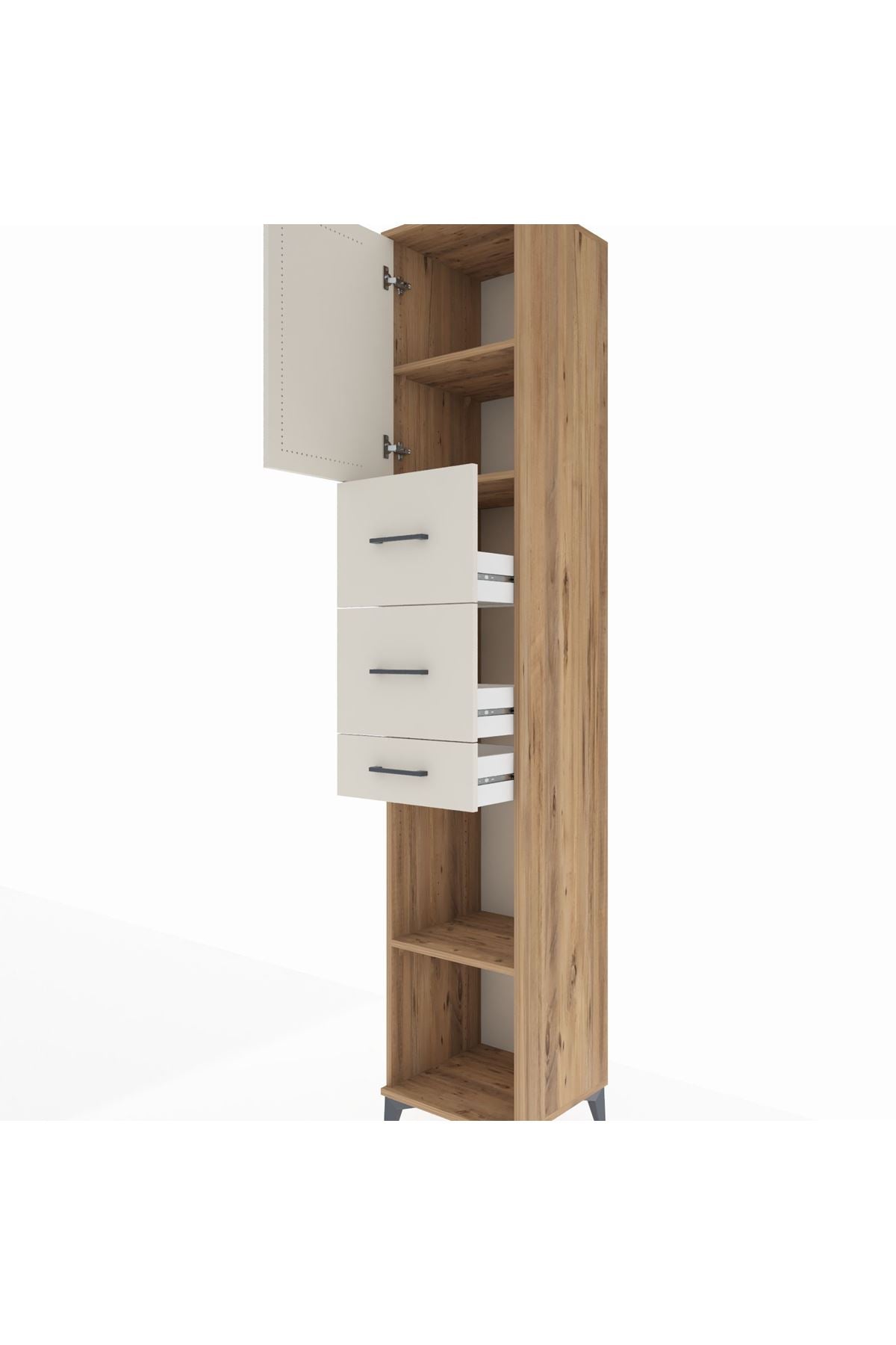Hyperion Dolap 3 Raflı 3 Çekmeceli Tek Kapaklı 44x44x243 - S64M185V7B