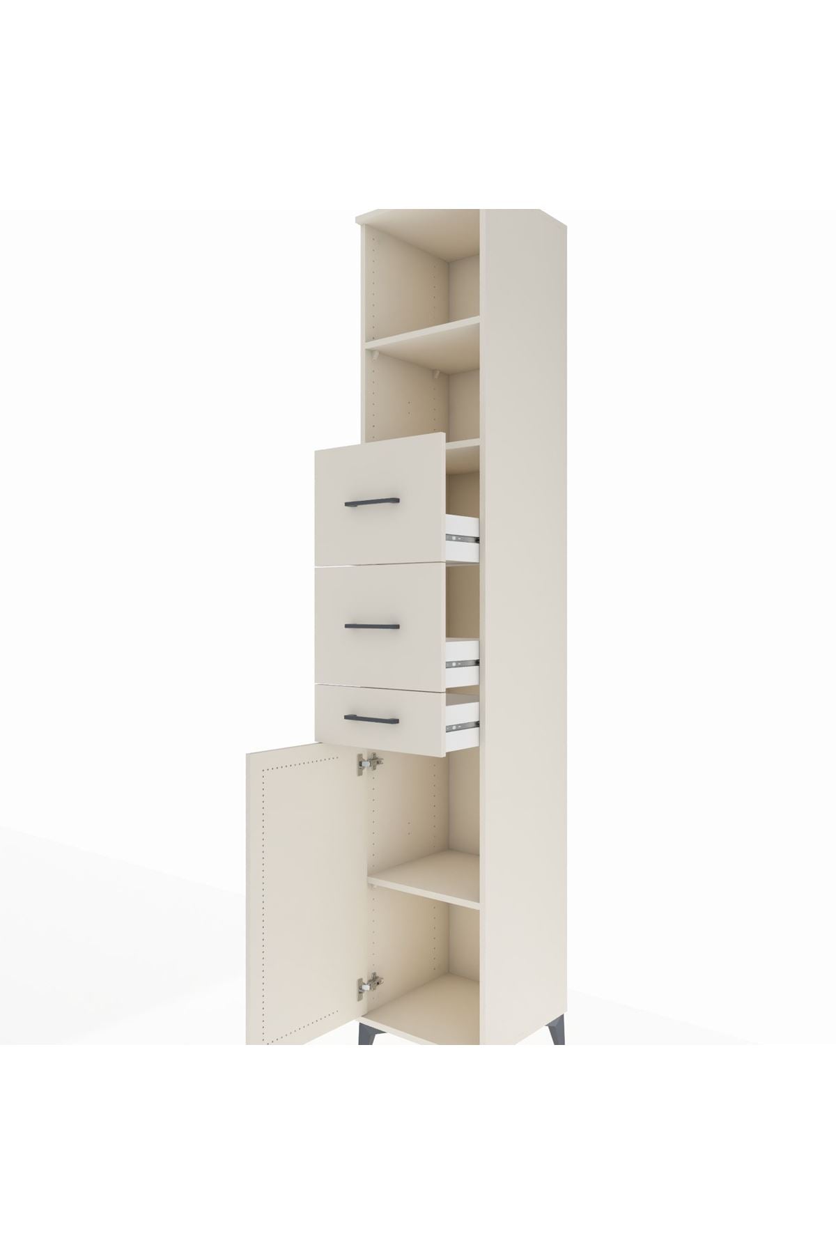 Hyperion Dolap 3 Raflı 3 Çekmeceli Tek Kapaklı 44x44x243 - S64M186V1B