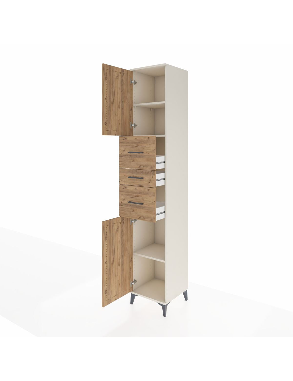 Hyperion Dolap 3 Raflı 3 Çekmeceli 2 Kapaklı 44x44x243 - S64M187V3B
