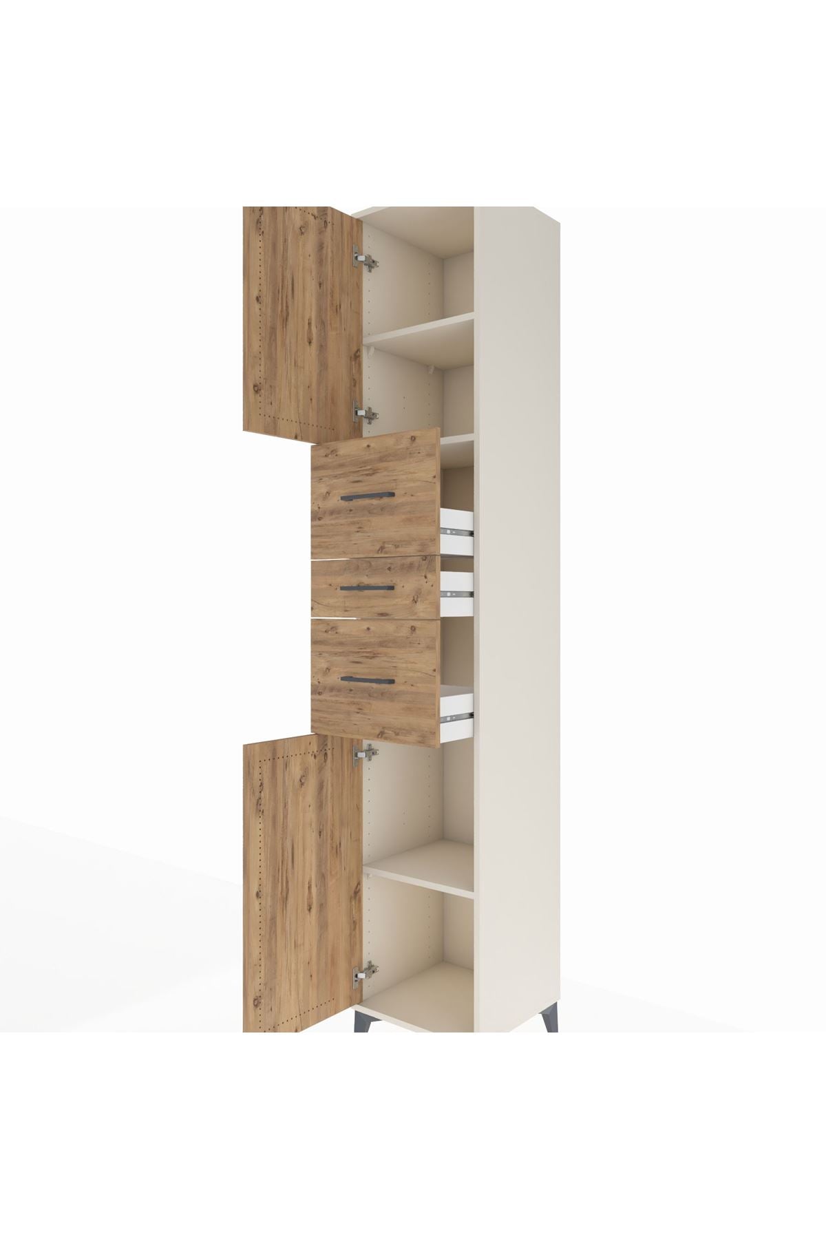 Hyperion Dolap 3 Raflı 3 Çekmeceli 2 Kapaklı 44x44x243 - S64M187V3B