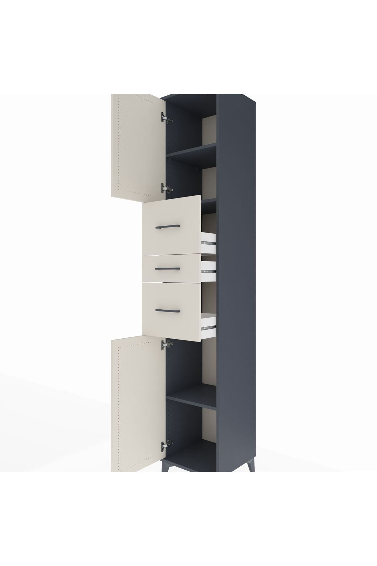 Hyperion Dolap 3 Raflı 3 Çekmeceli 2 Kapaklı 44x44x243 - S64M187V4B