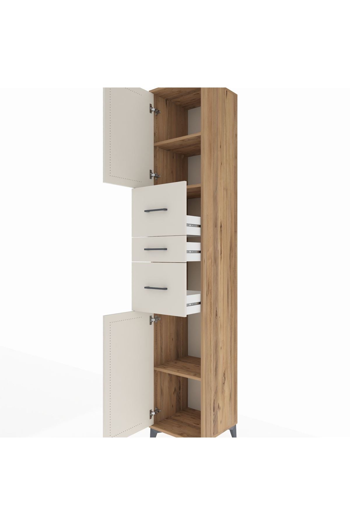 Hyperion Dolap 3 Raflı 3 Çekmeceli 2 Kapaklı 44x44x243 - S64M187V7B