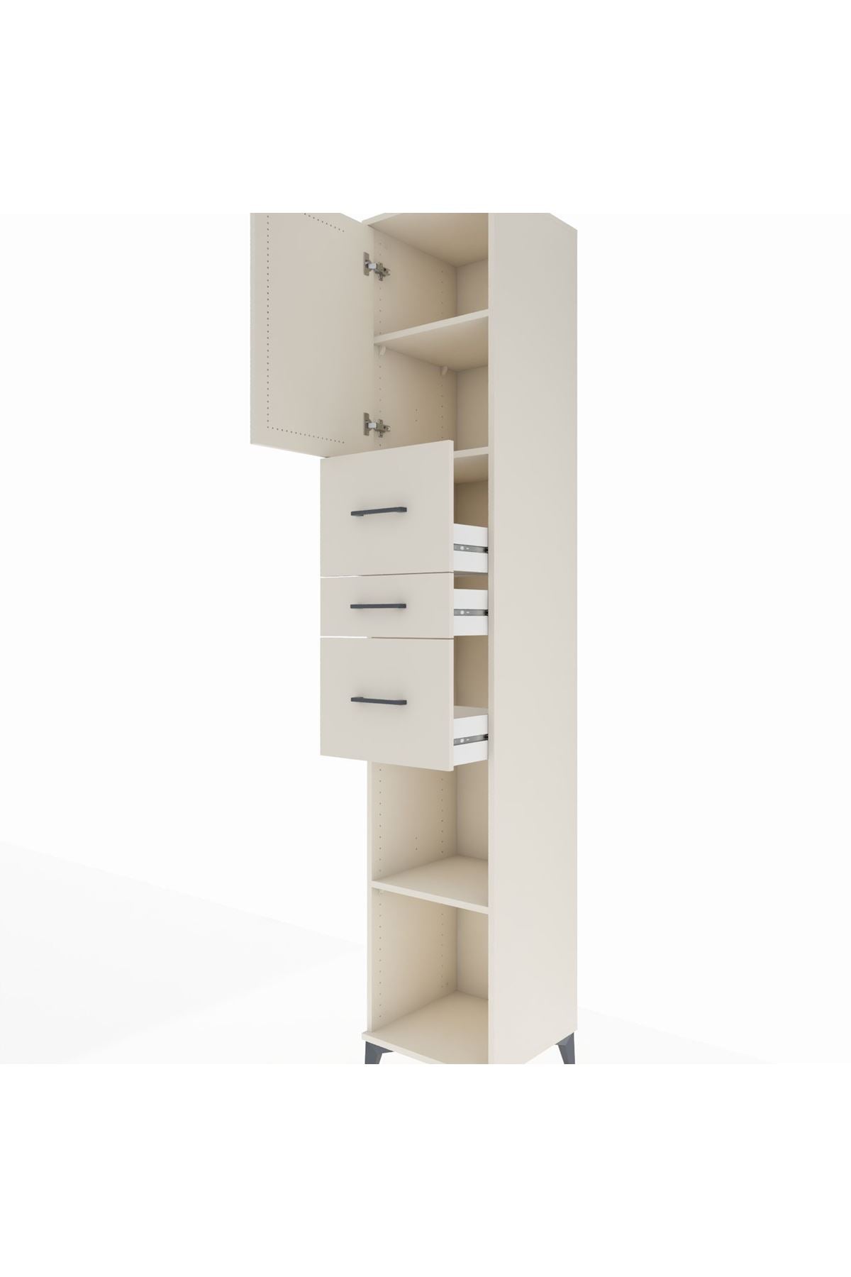 Hyperion Dolap 3 Raflı 3 Çekmeceli Tek Kapaklı 44x44x243 - S64M188V1B