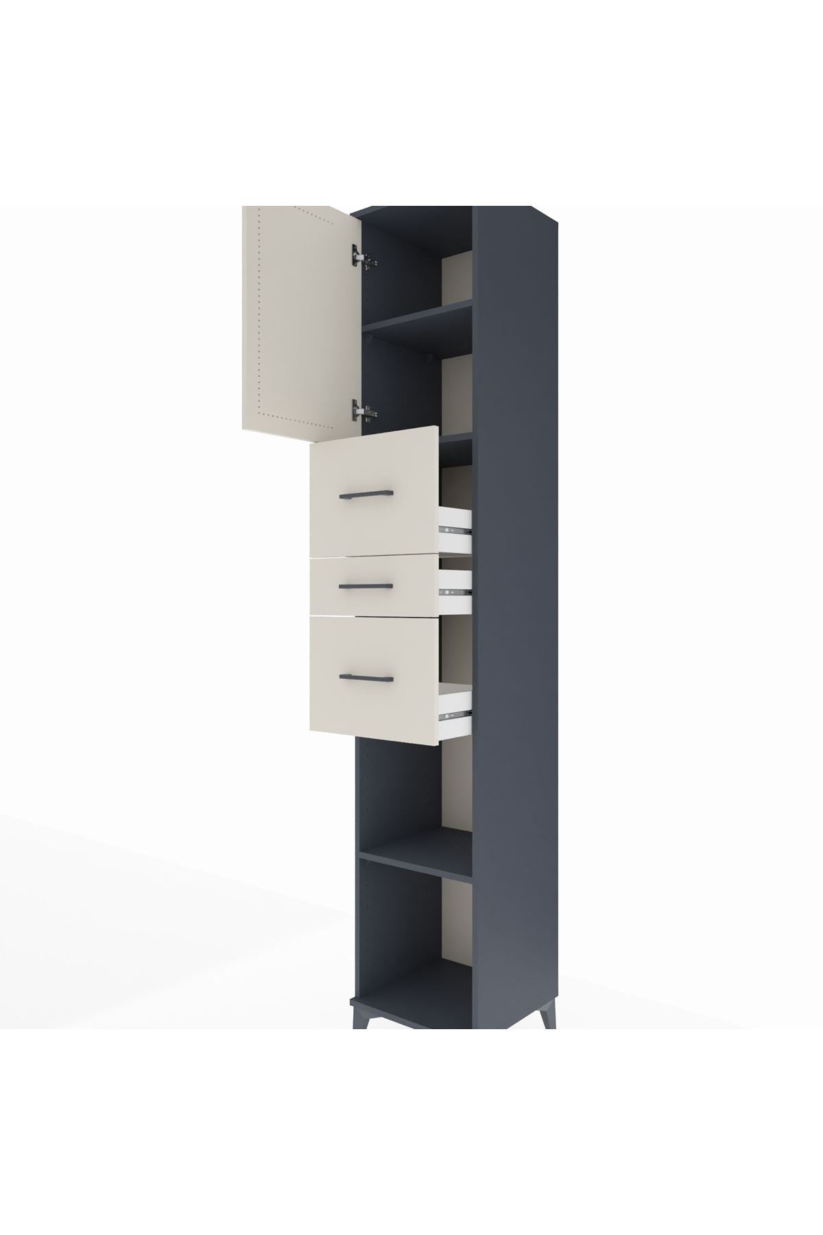 Hyperion Dolap 3 Raflı 3 Çekmeceli Tek Kapaklı 44x44x243 - S64M188V4B