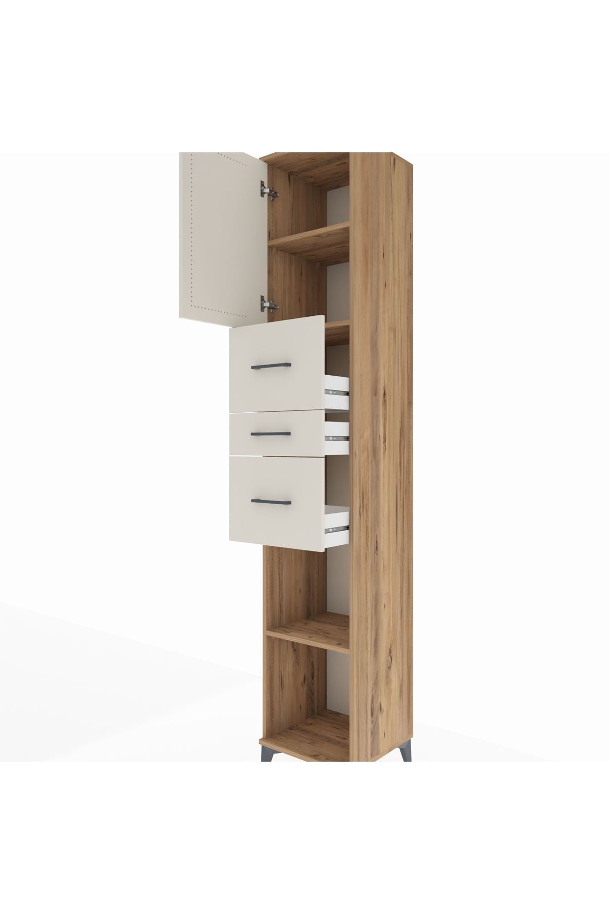 Hyperion Dolap 3 Raflı 3 Çekmeceli Tek Kapaklı 44x44x243 - S64M188V7B