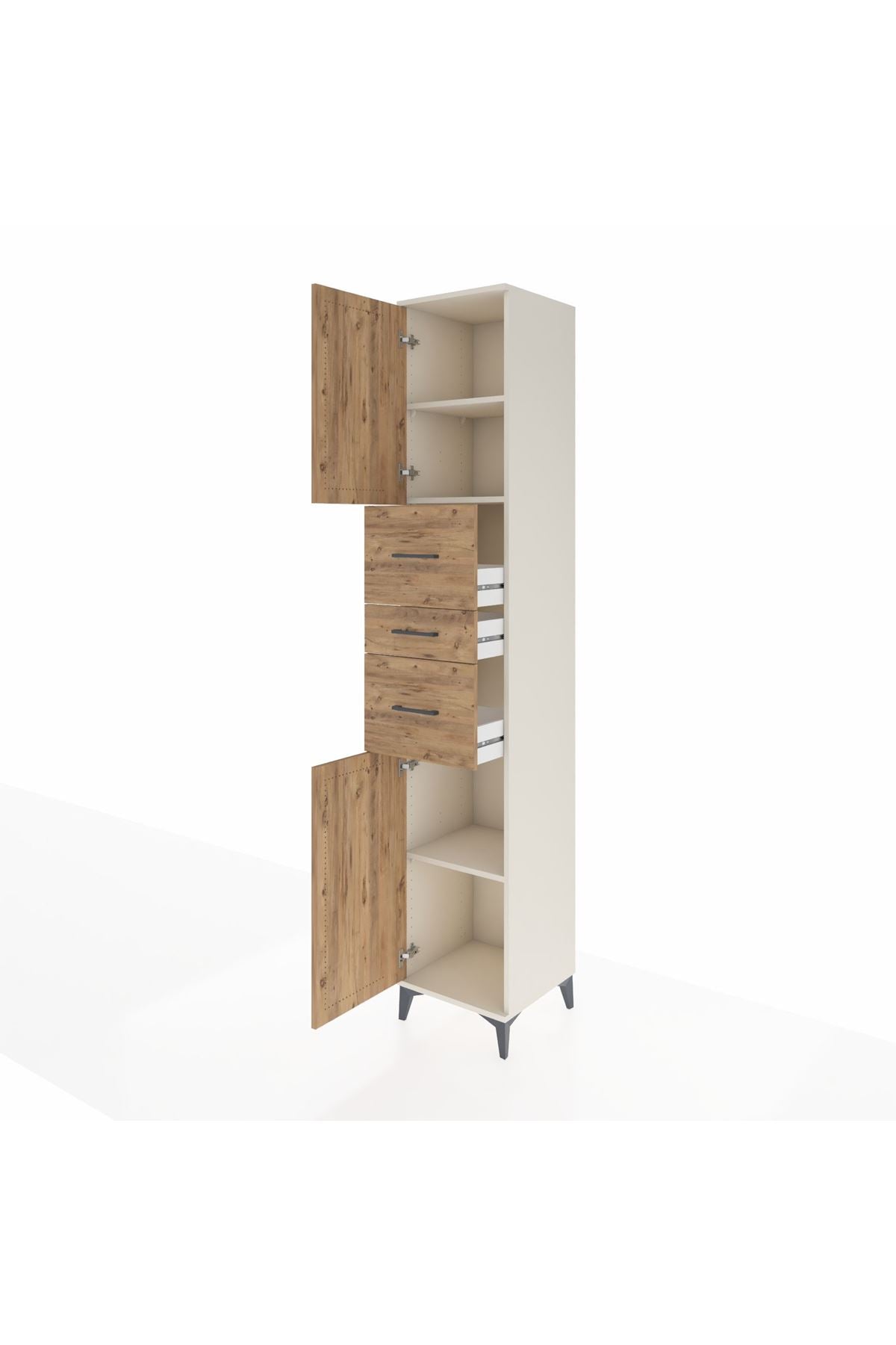 Hyperion Dolap 3 Raflı 3 Çekmeceli 2 Kapaklı 44x44x243 - S64M190V3B