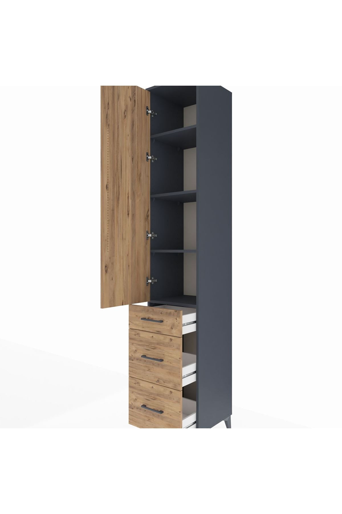 Hyperion Dolap 4 Raflı 3 Çekmeceli Tek Kapaklı 44x44x243 - S64M157V6B