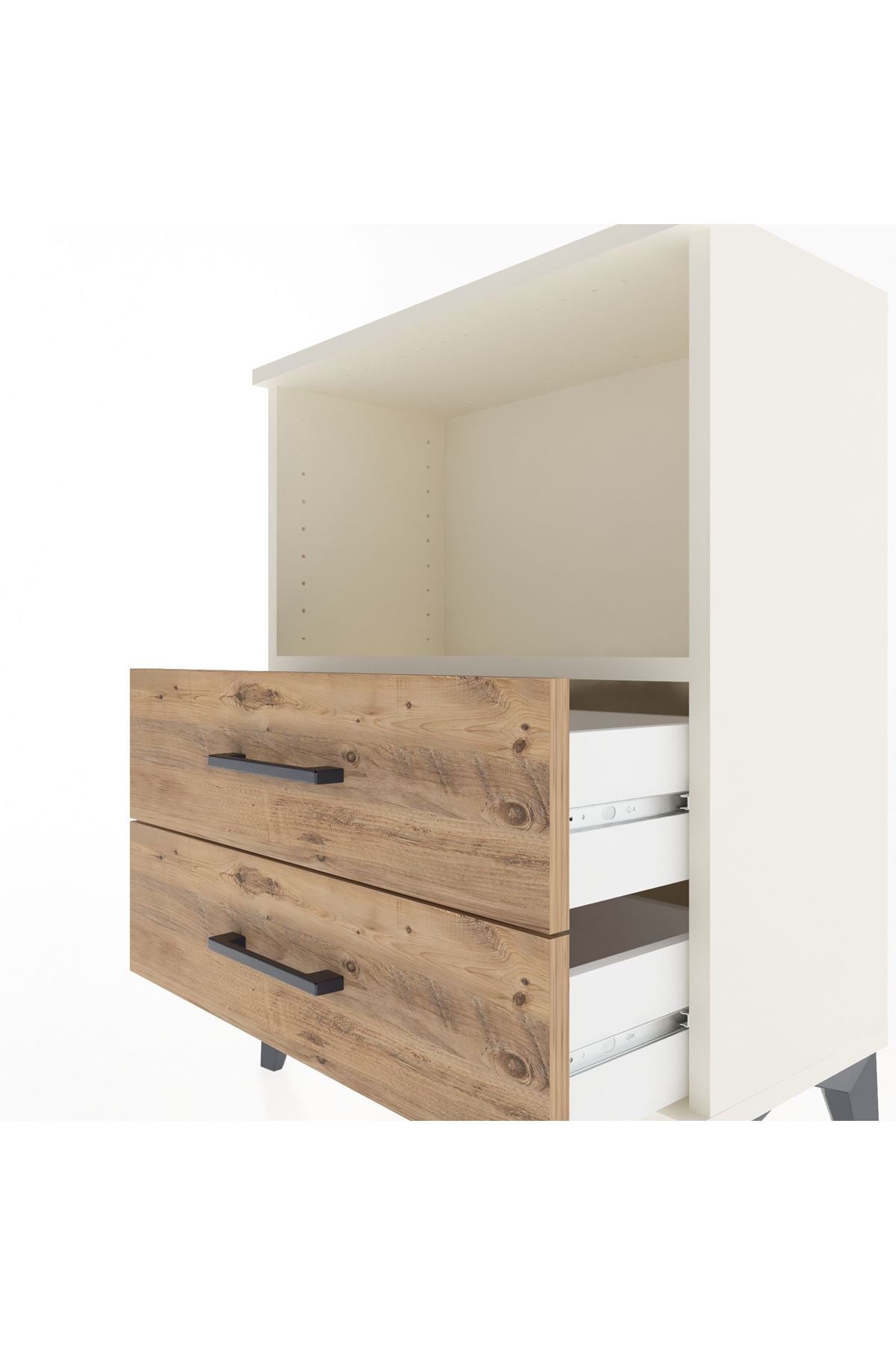 Arges Komodin Tek Raflı 2 Çekmeceli 60x30x80 - S13M003V3A