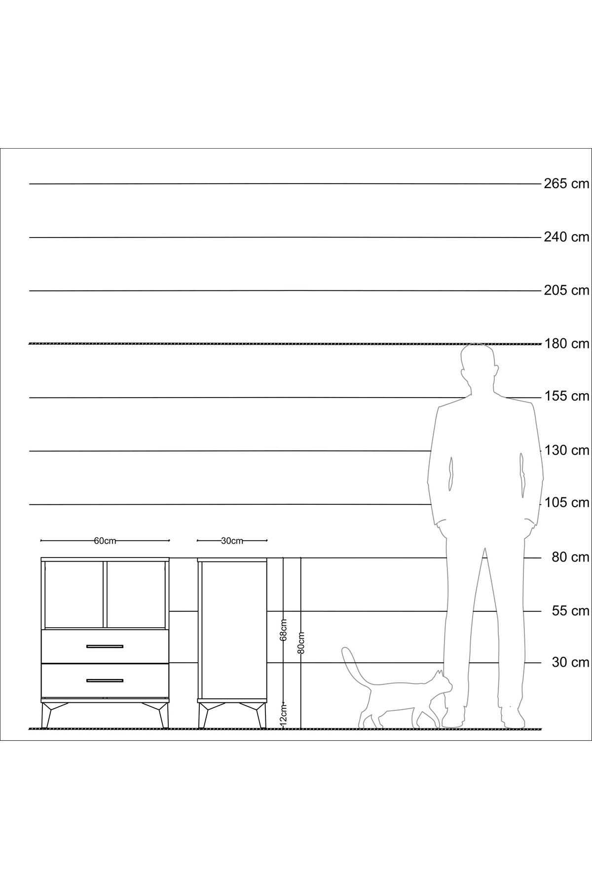 Arges Komodin Tek Raflı 2 Çekmeceli 60x30x80 - S13M003V8A