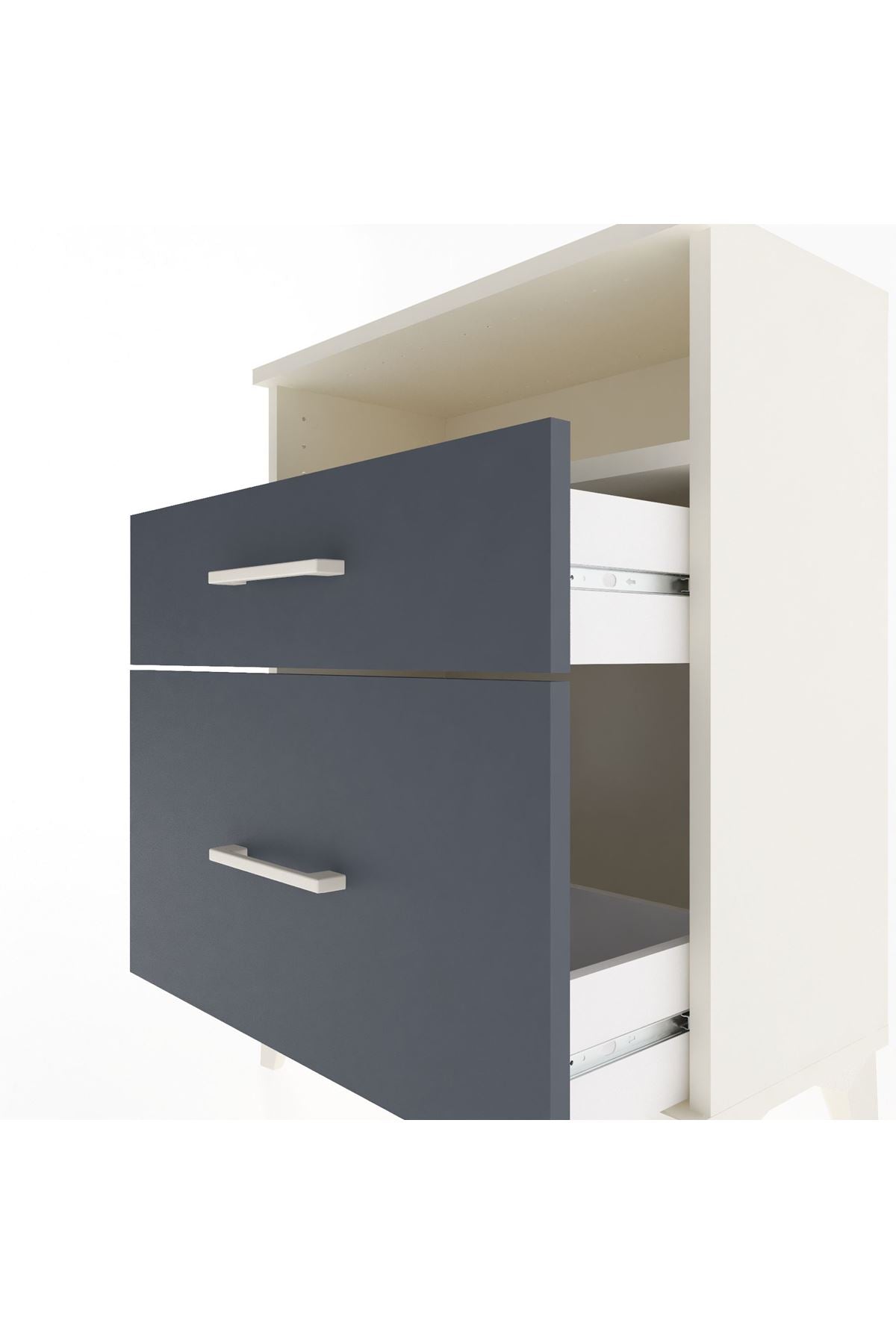 Arges Komodin Tek Raflı 2 Çekmeceli 60x30x80 - S13M006V2A