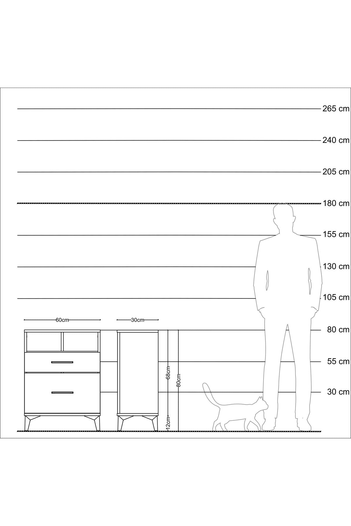 Arges Komodin Tek Raflı 2 Çekmeceli 60x30x80 - S13M006V3A