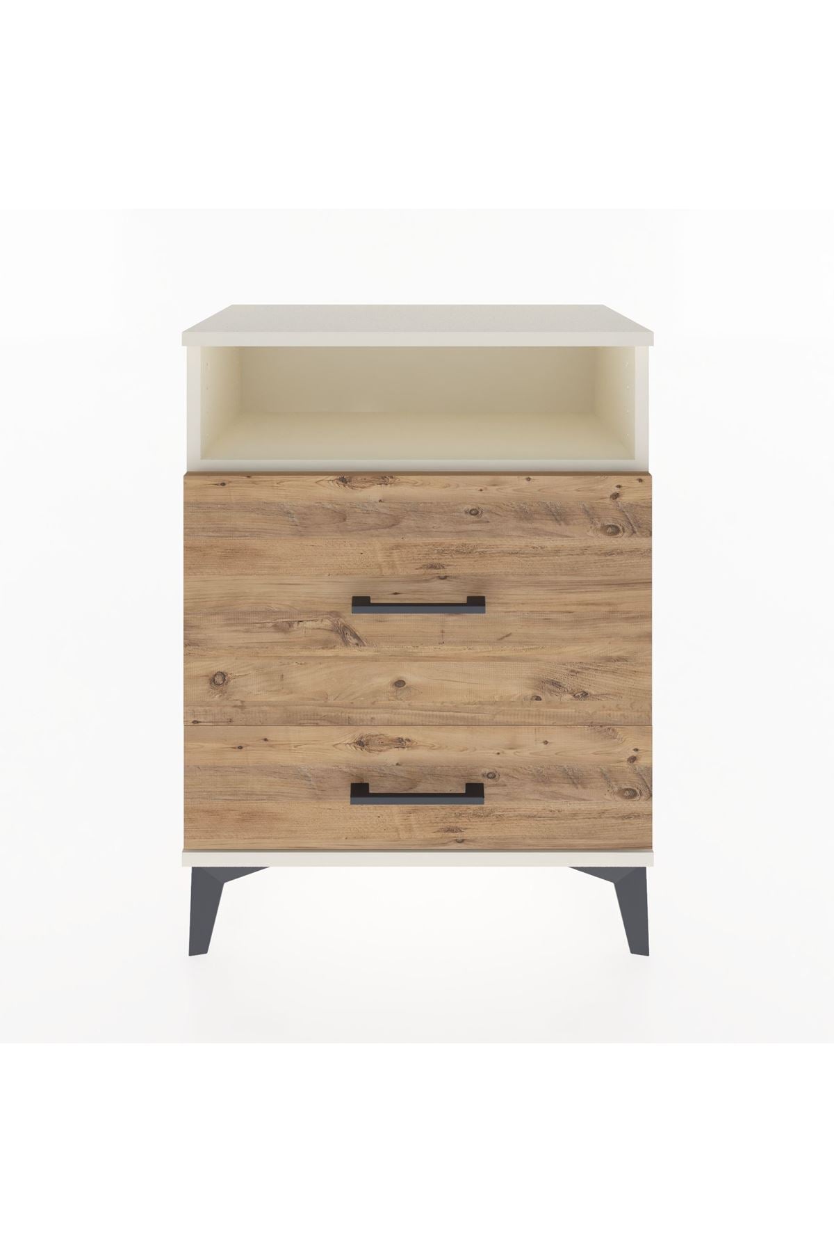 Arges Komodin Tek Raflı 2 Çekmeceli 60x30x80 - S13M007V3A