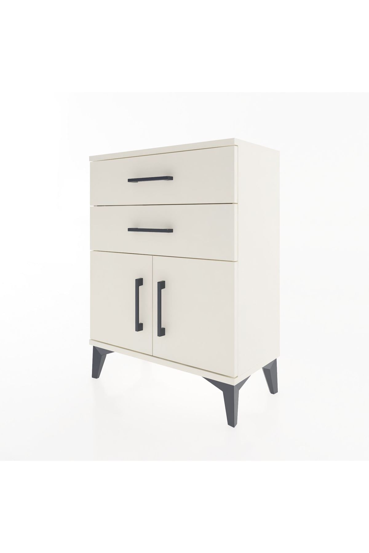 Arges Komodin Tek Raflı 2 Çekmeceli 2 Kapaklı 60x30x80 - S13M013V1A