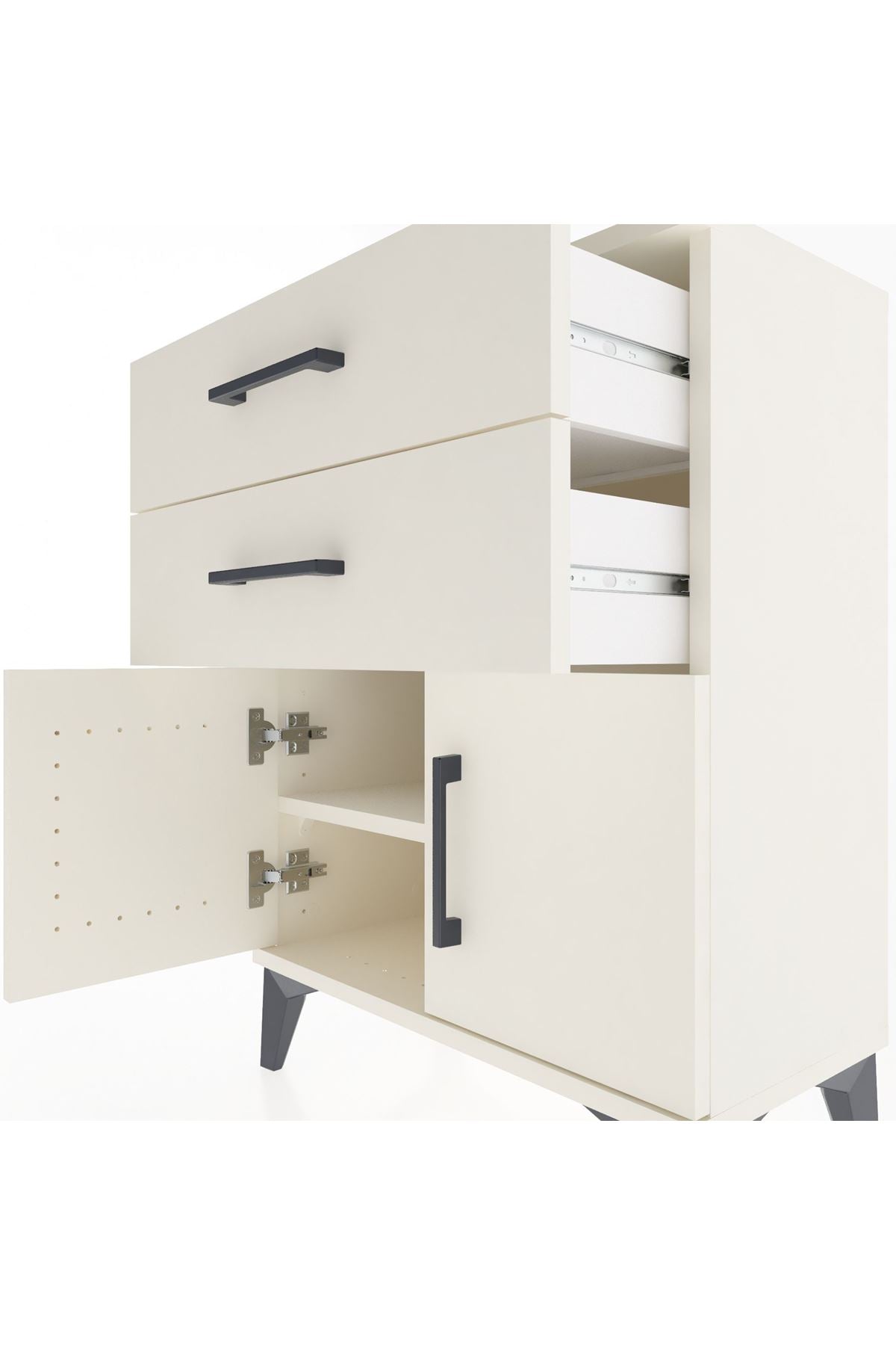 Arges Komodin Tek Raflı 2 Çekmeceli 2 Kapaklı 60x30x80 - S13M013V1A