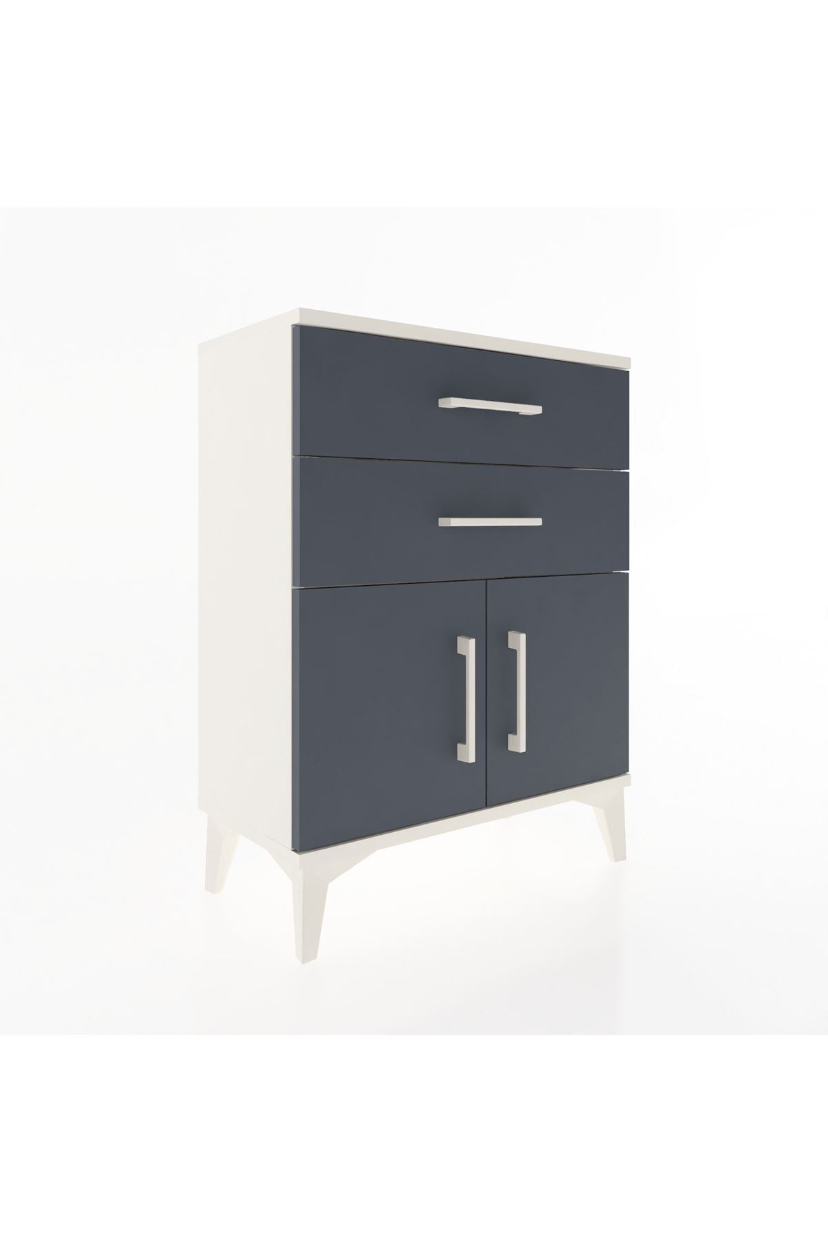 Arges Komodin Tek Raflı 2 Çekmeceli 2 Kapaklı 60x30x80 - S13M013V2A