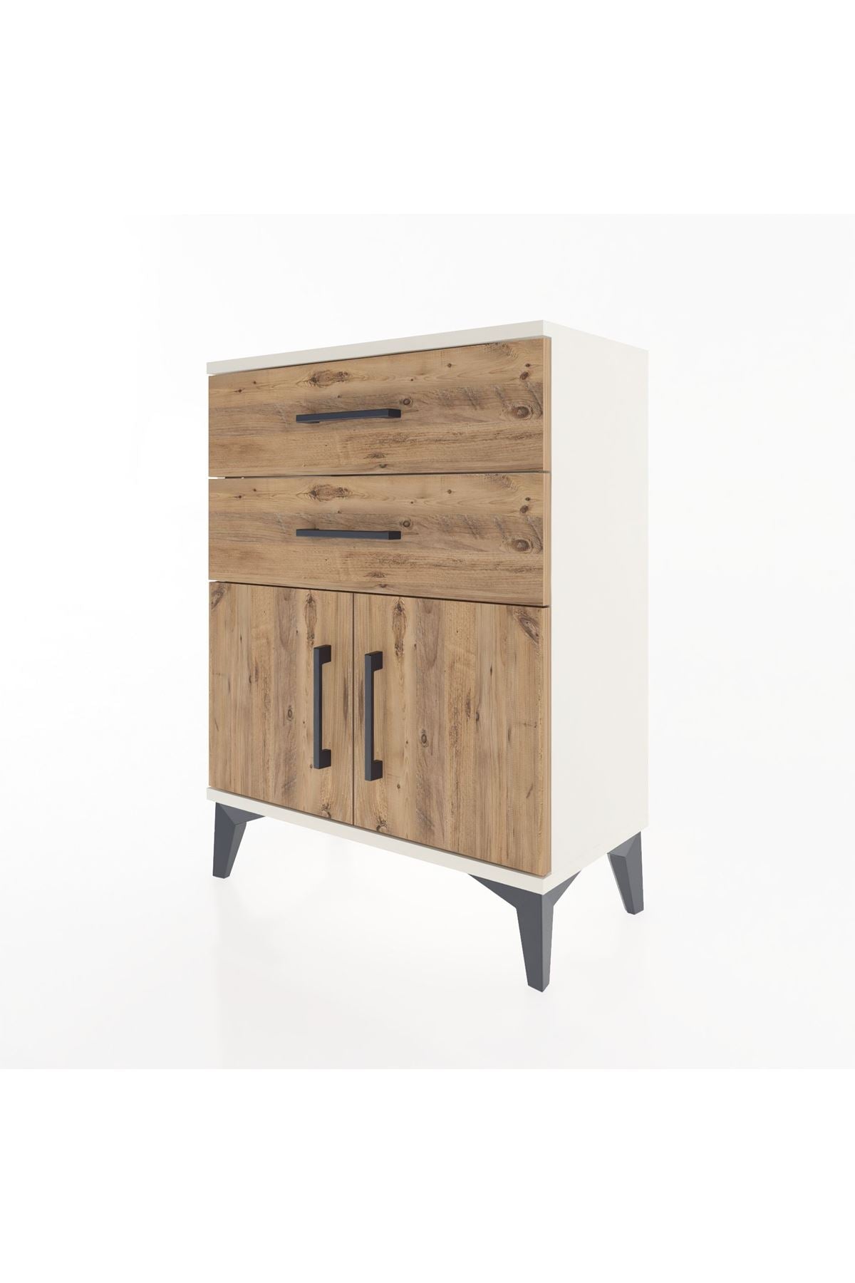 Arges Komodin Tek Raflı 2 Çekmeceli 2 Kapaklı 60x30x80 - S13M013V3A