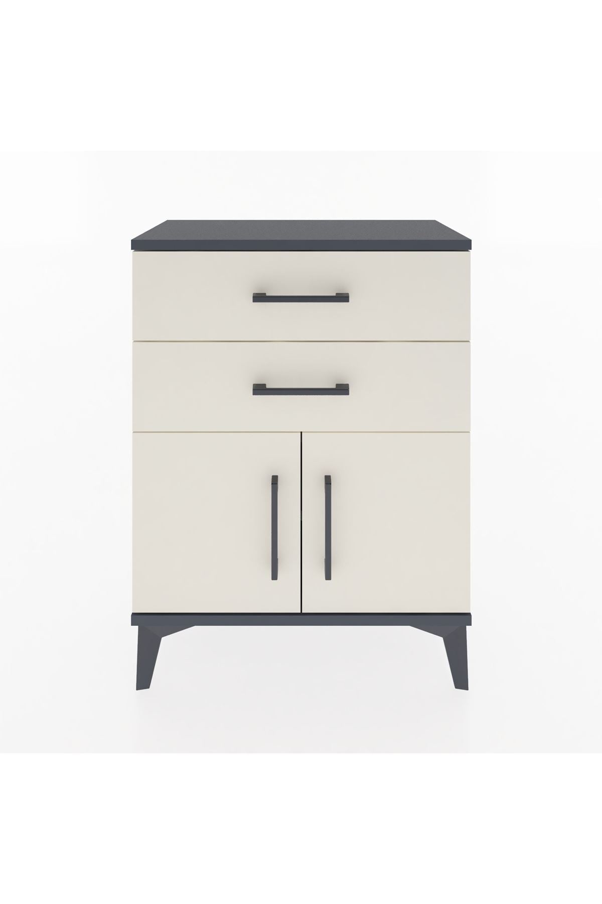 Arges Komodin Tek Raflı 2 Çekmeceli 2 Kapaklı 60x30x80 - S13M013V4A