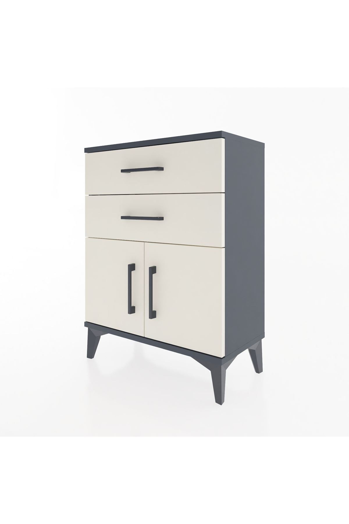 Arges Komodin Tek Raflı 2 Çekmeceli 2 Kapaklı 60x30x80 - S13M013V4A