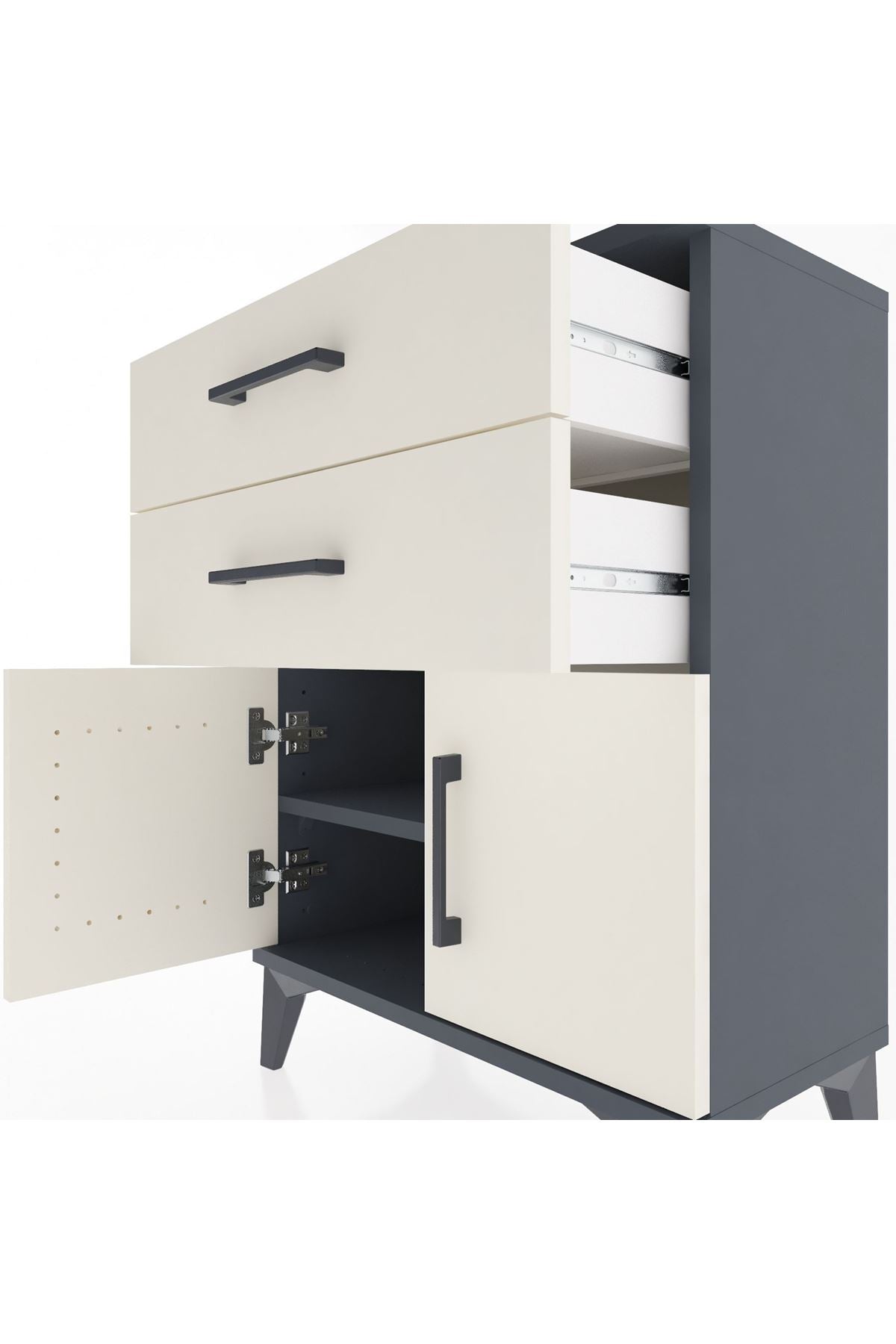 Arges Komodin Tek Raflı 2 Çekmeceli 2 Kapaklı 60x30x80 - S13M013V4A
