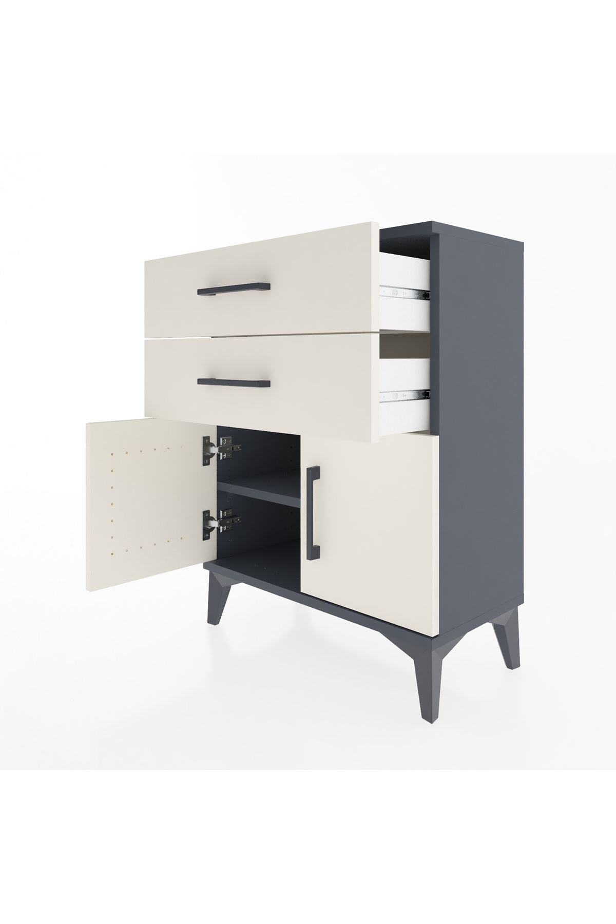 Arges Komodin Tek Raflı 2 Çekmeceli 2 Kapaklı 60x30x80 - S13M013V4A