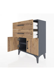 Arges Komodin Tek Raflı 2 Çekmeceli 2 Kapaklı 60x30x80 - S13M013V6A