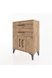 Arges Komodin Tek Raflı 2 Çekmeceli 2 Kapaklı 60x30x80 - S13M013V9A