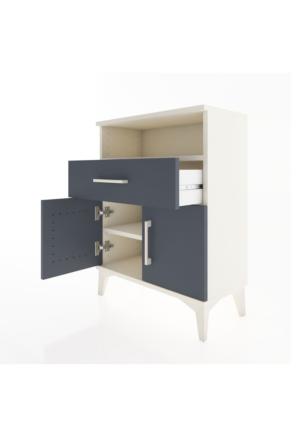 Arges Komodin 2 Raflı Tek Çekmeceli 2 Kapaklı 60x30x80 - S13M014V2A