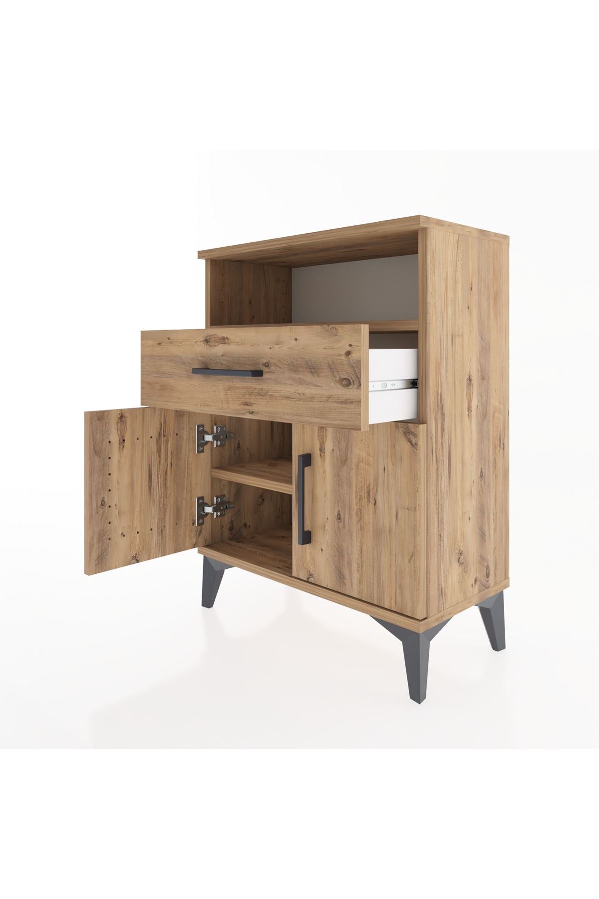 Arges Komodin 2 Raflı Tek Çekmeceli 2 Kapaklı 60x30x80 - S13M014V9A