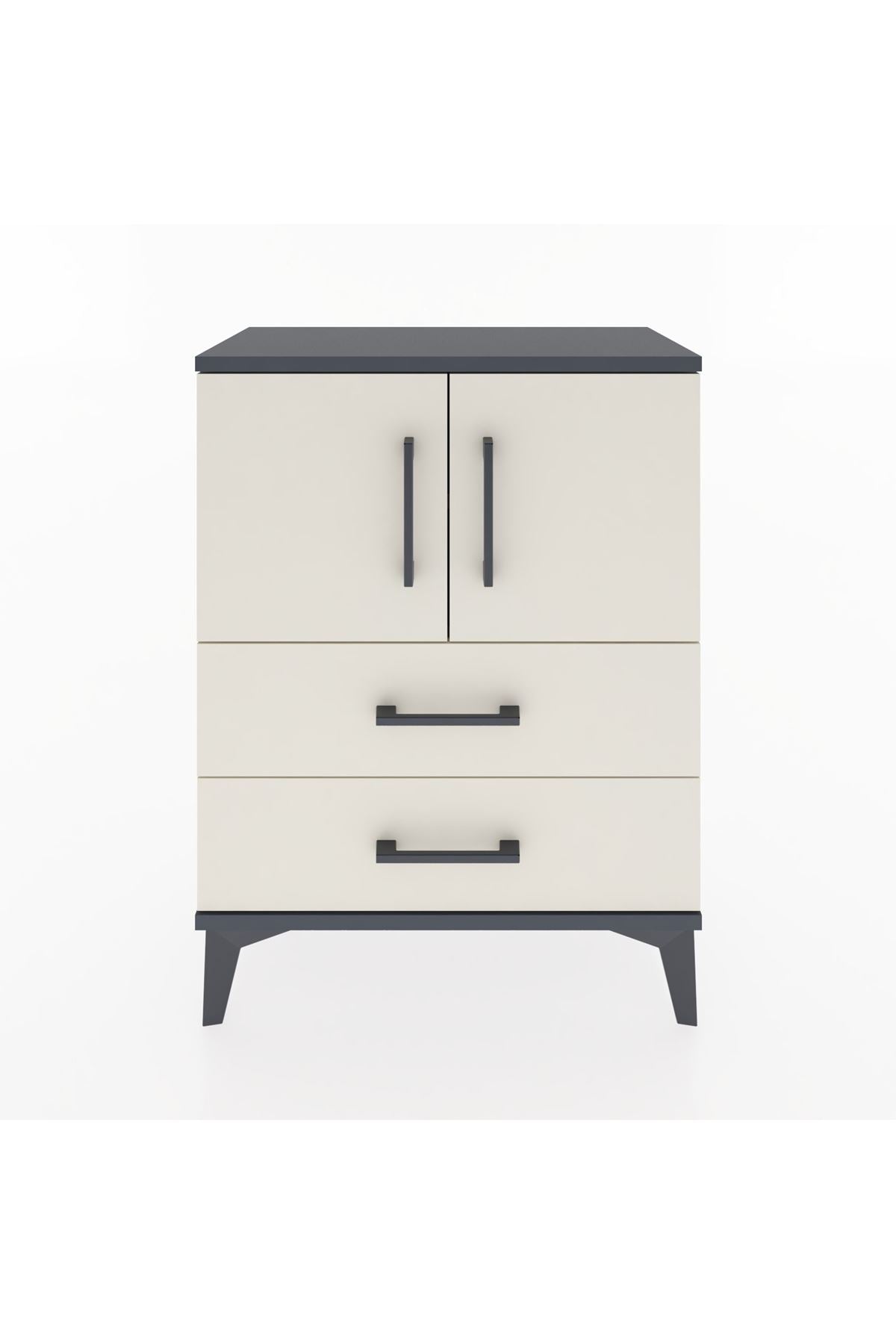 Arges Komodin 2 Raflı 2 Çekmeceli 2 Kapaklı 60x30x80 - S13M015V4A