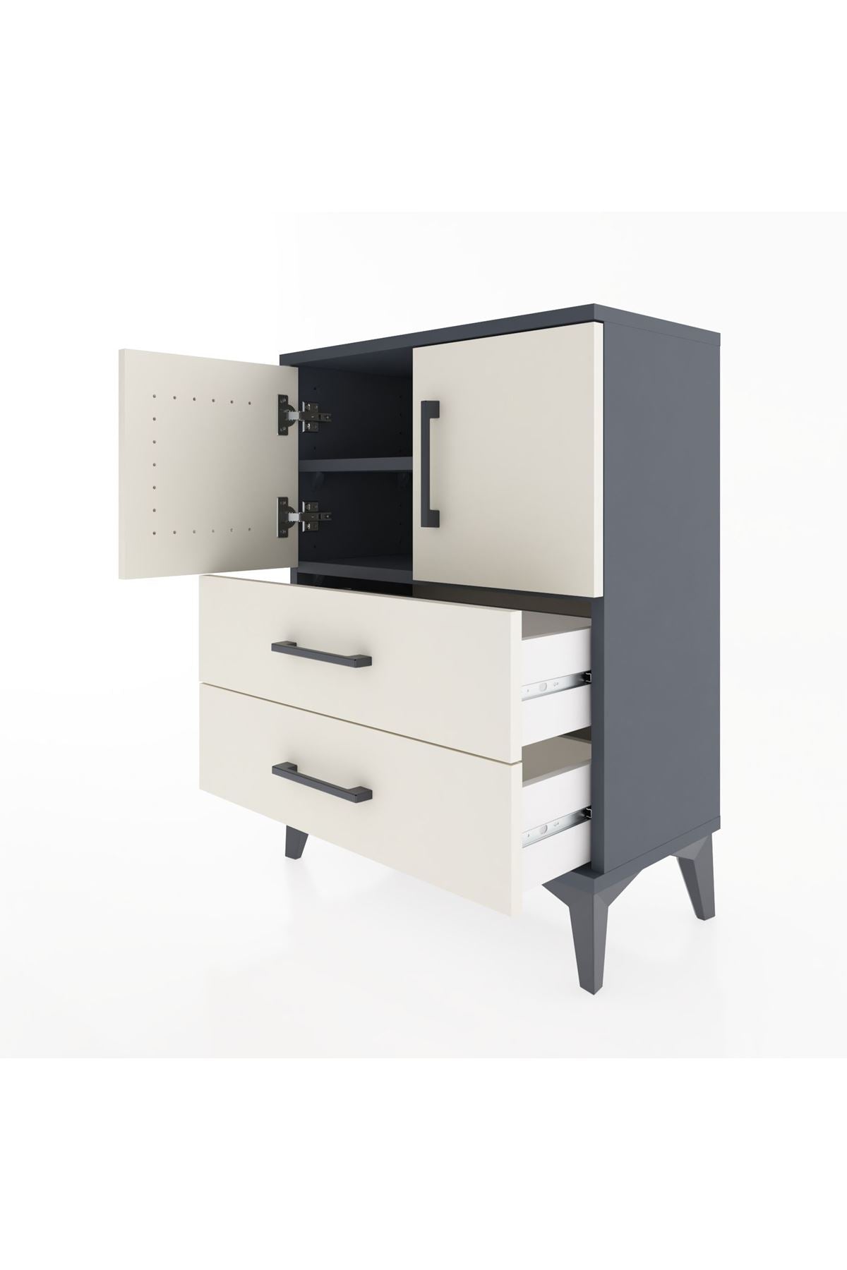 Arges Komodin 2 Raflı 2 Çekmeceli 2 Kapaklı 60x30x80 - S13M015V4A