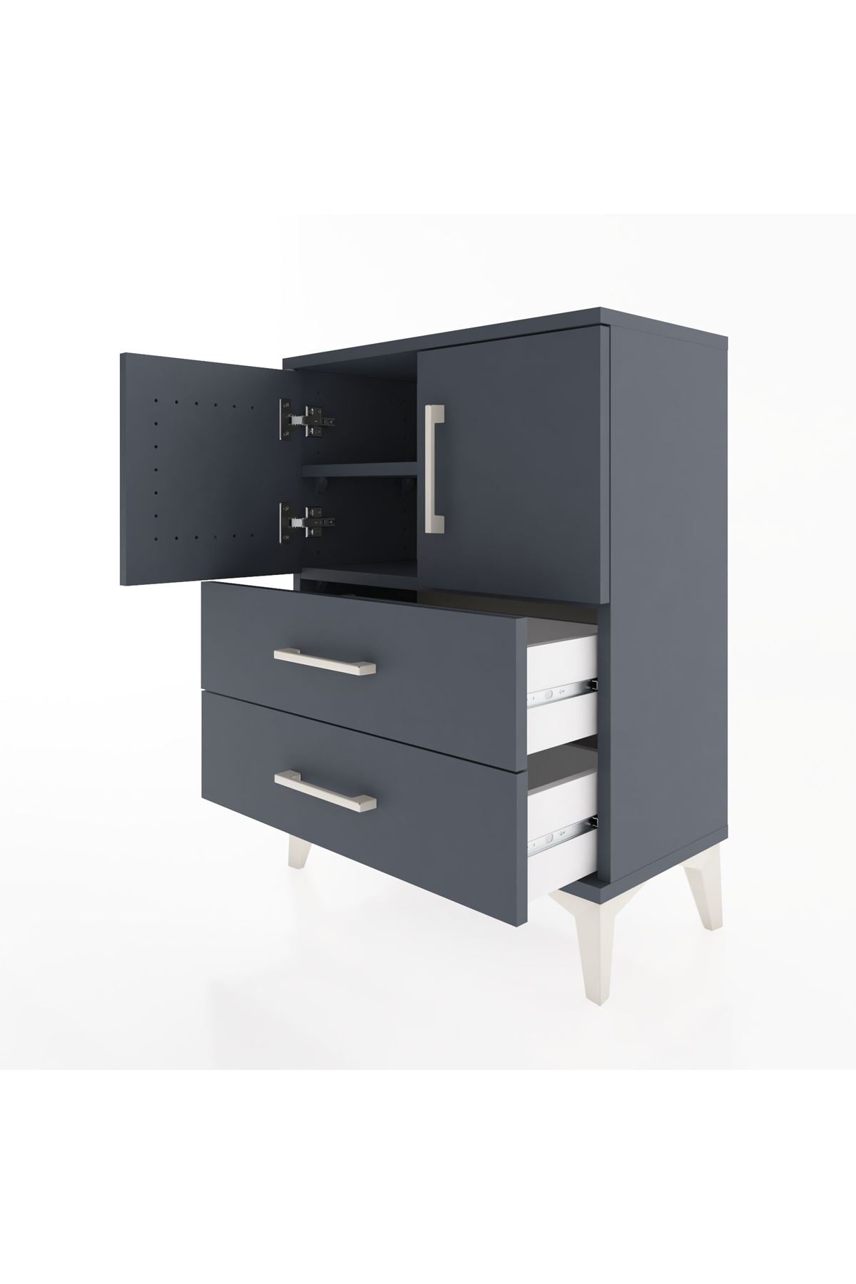 Arges Komodin 2 Raflı 2 Çekmeceli 2 Kapaklı 60x30x80 - S13M015V5A