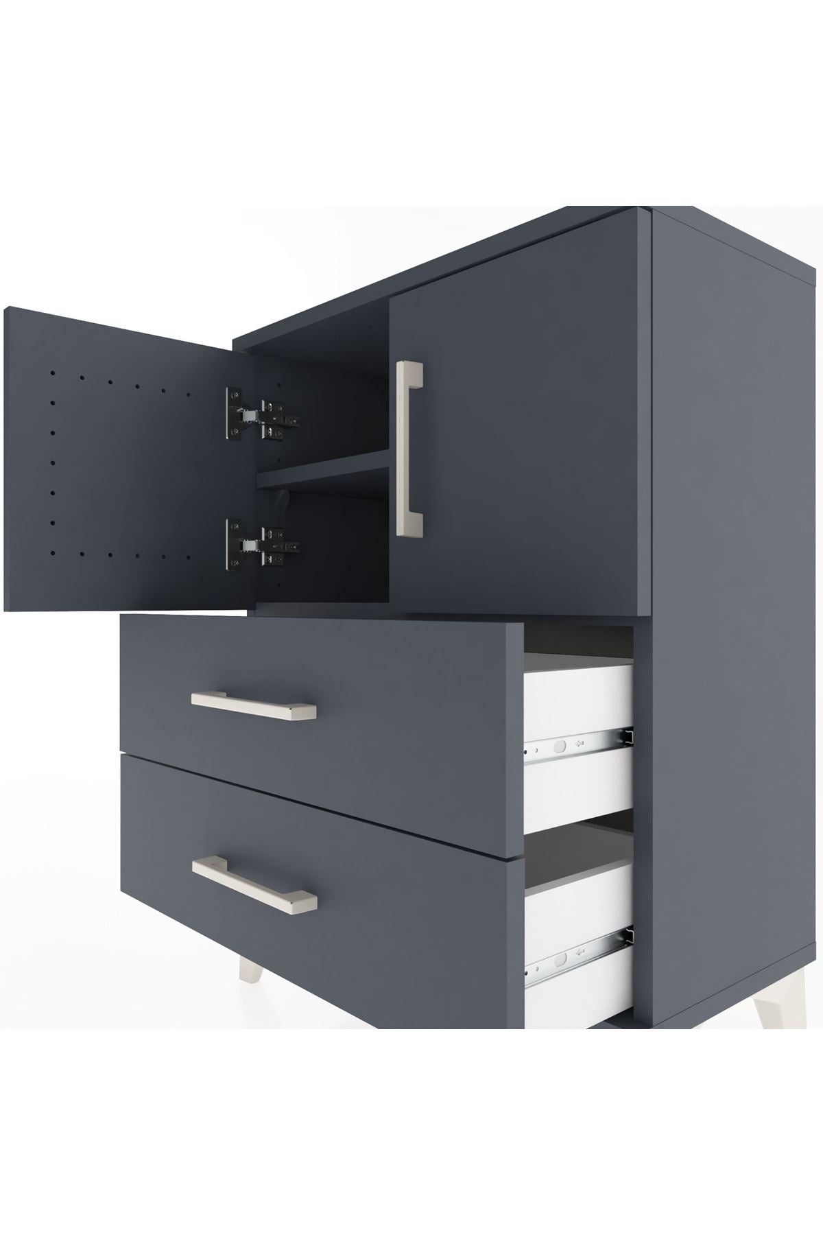 Arges Komodin 2 Raflı 2 Çekmeceli 2 Kapaklı 60x30x80 - S13M015V5A