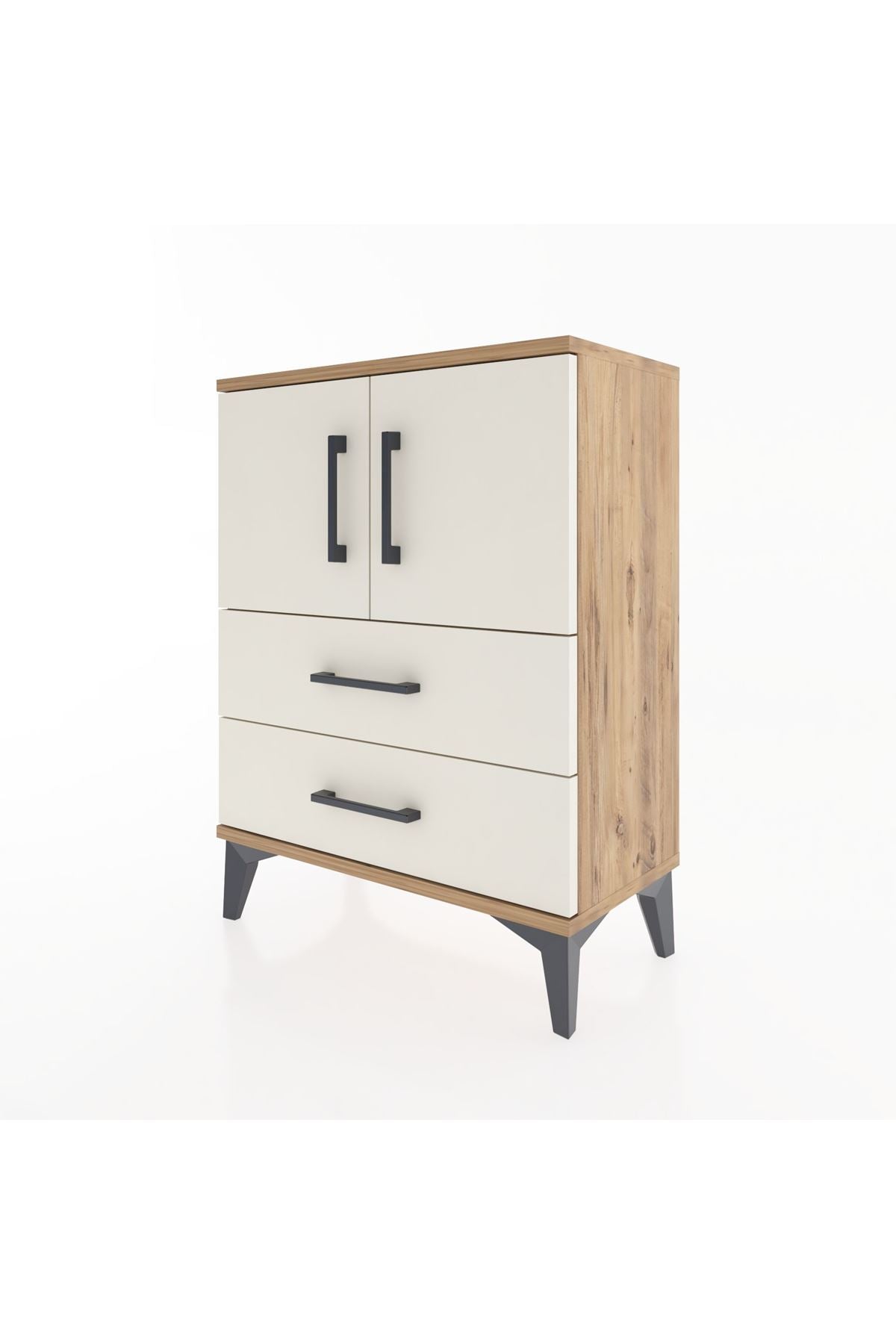 Arges Komodin 2 Raflı 2 Çekmeceli 2 Kapaklı 60x30x80 - S13M015V7A