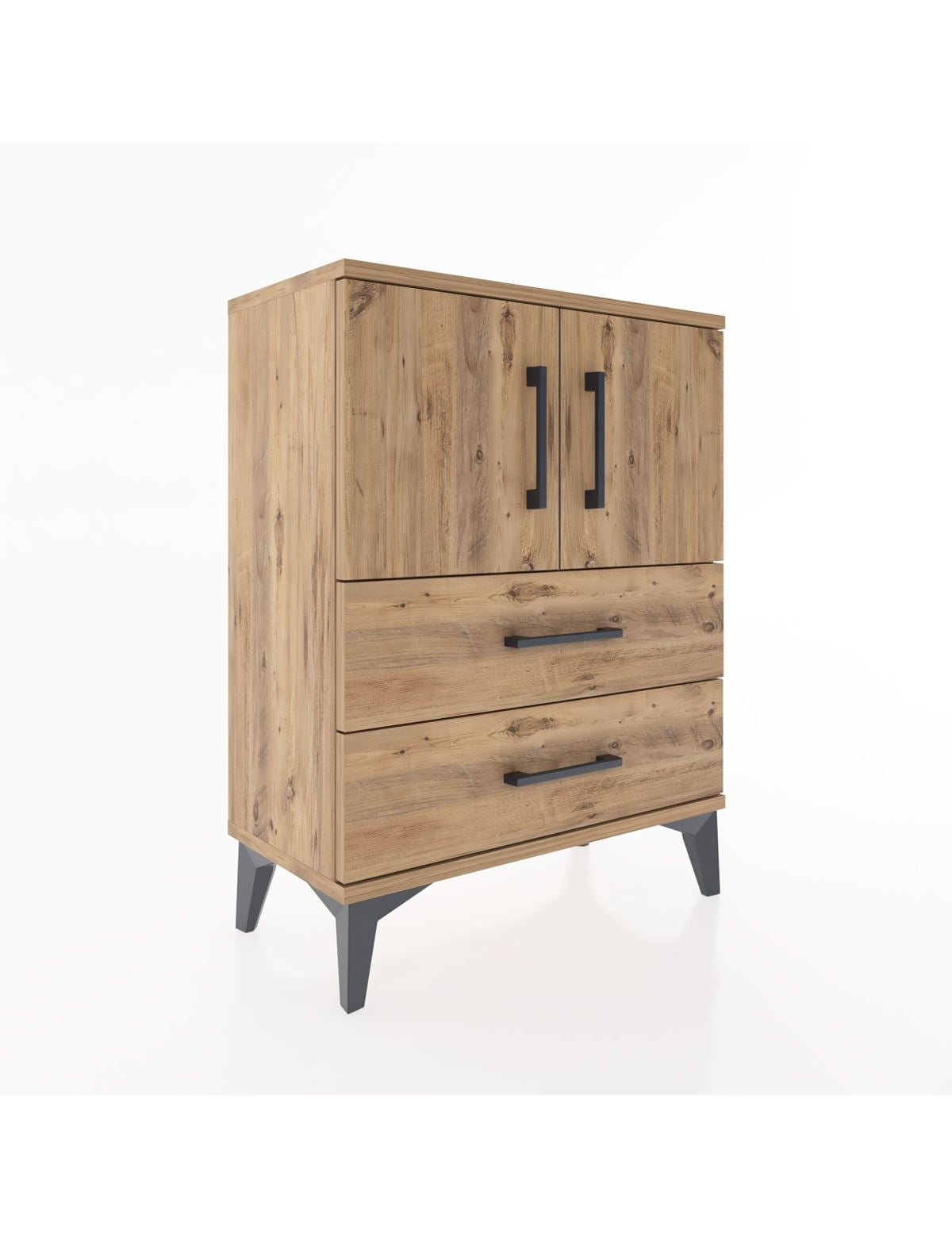 Arges Komodin 2 Raflı 2 Çekmeceli 2 Kapaklı 60x30x80 - S13M015V9A