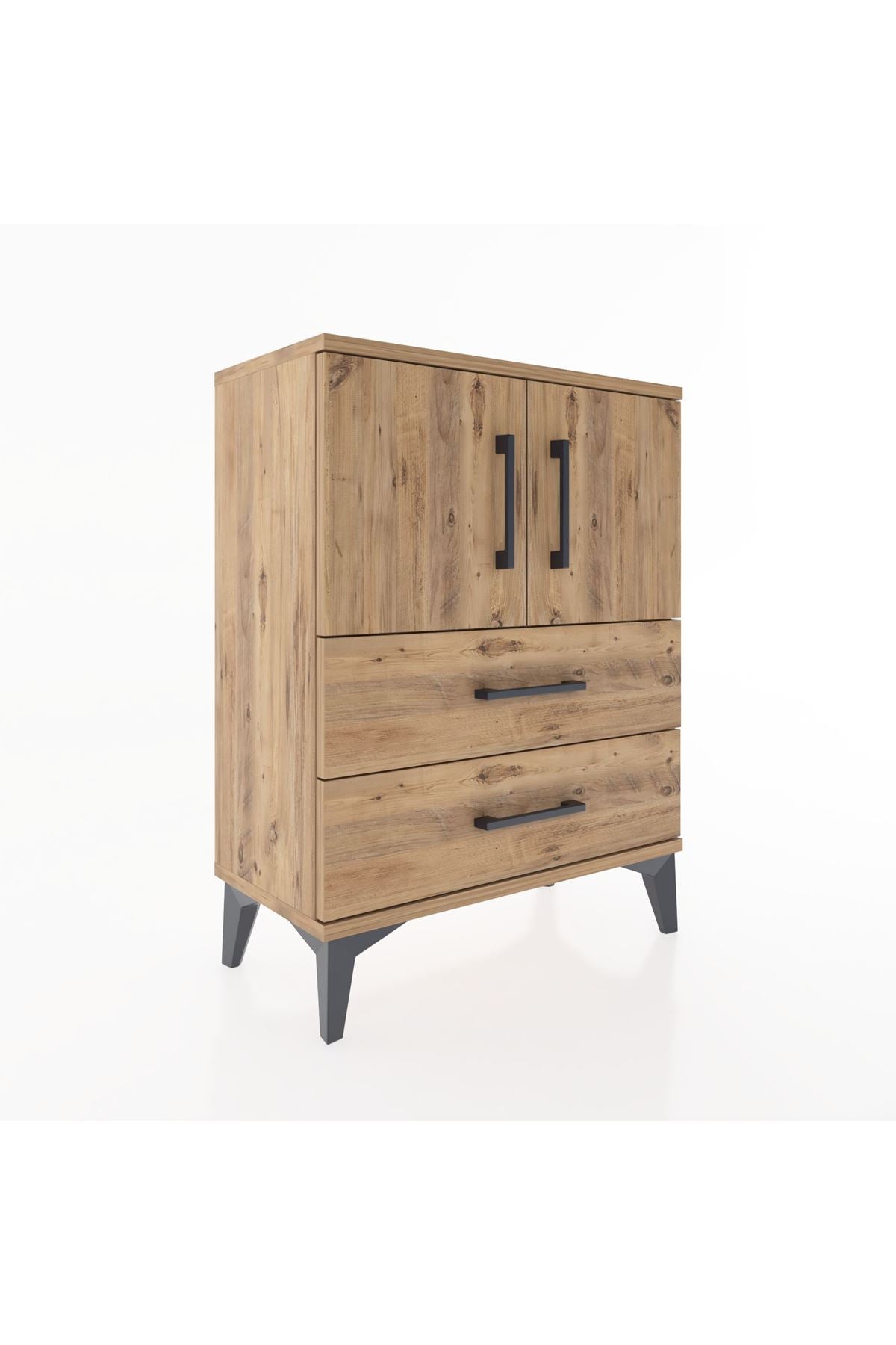 Arges Komodin 2 Raflı 2 Çekmeceli 2 Kapaklı 60x30x80 - S13M015V9A